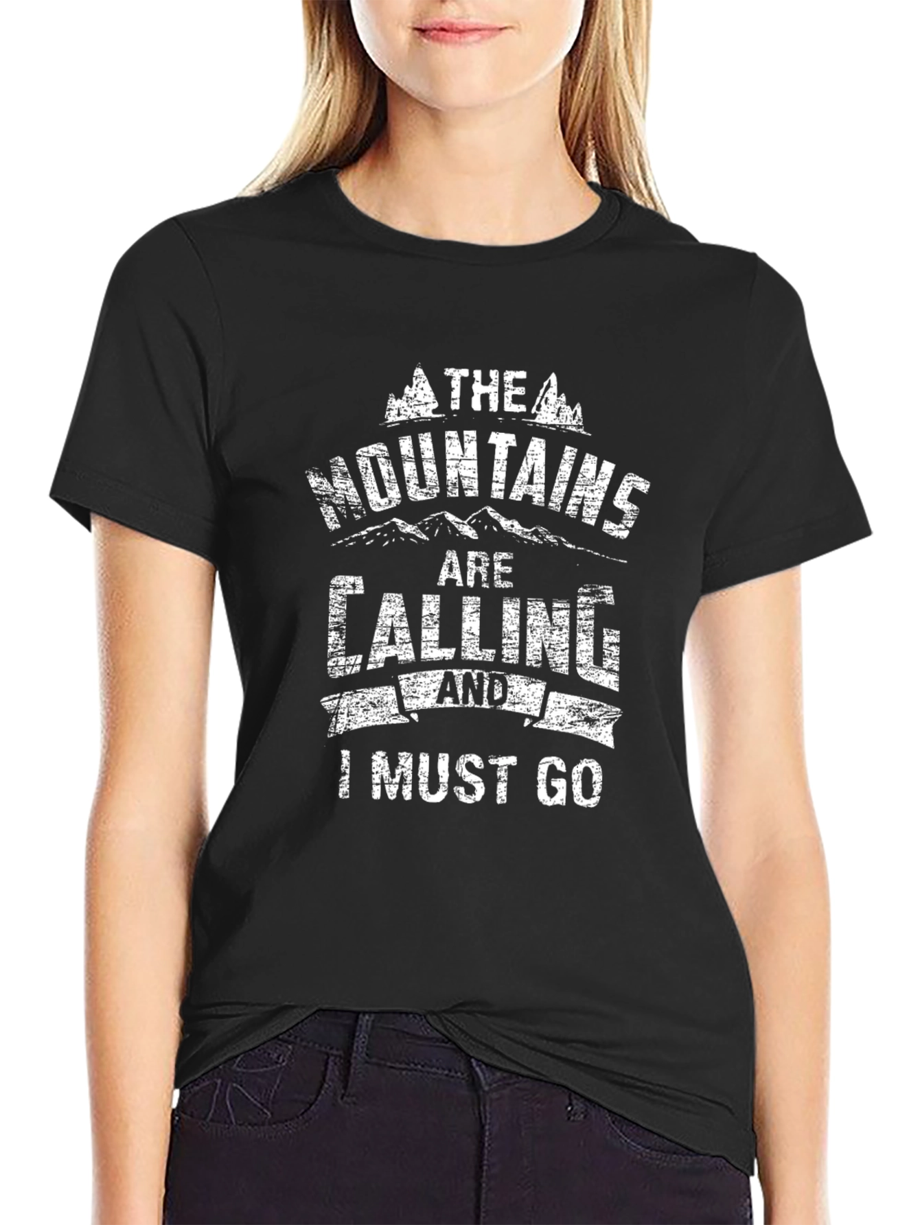 Mountains are Calling Graphic Tee - Black