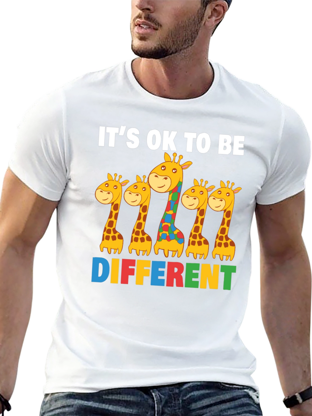 Its Ok to Be Different Giraffe Autism Awareness T-Shirt