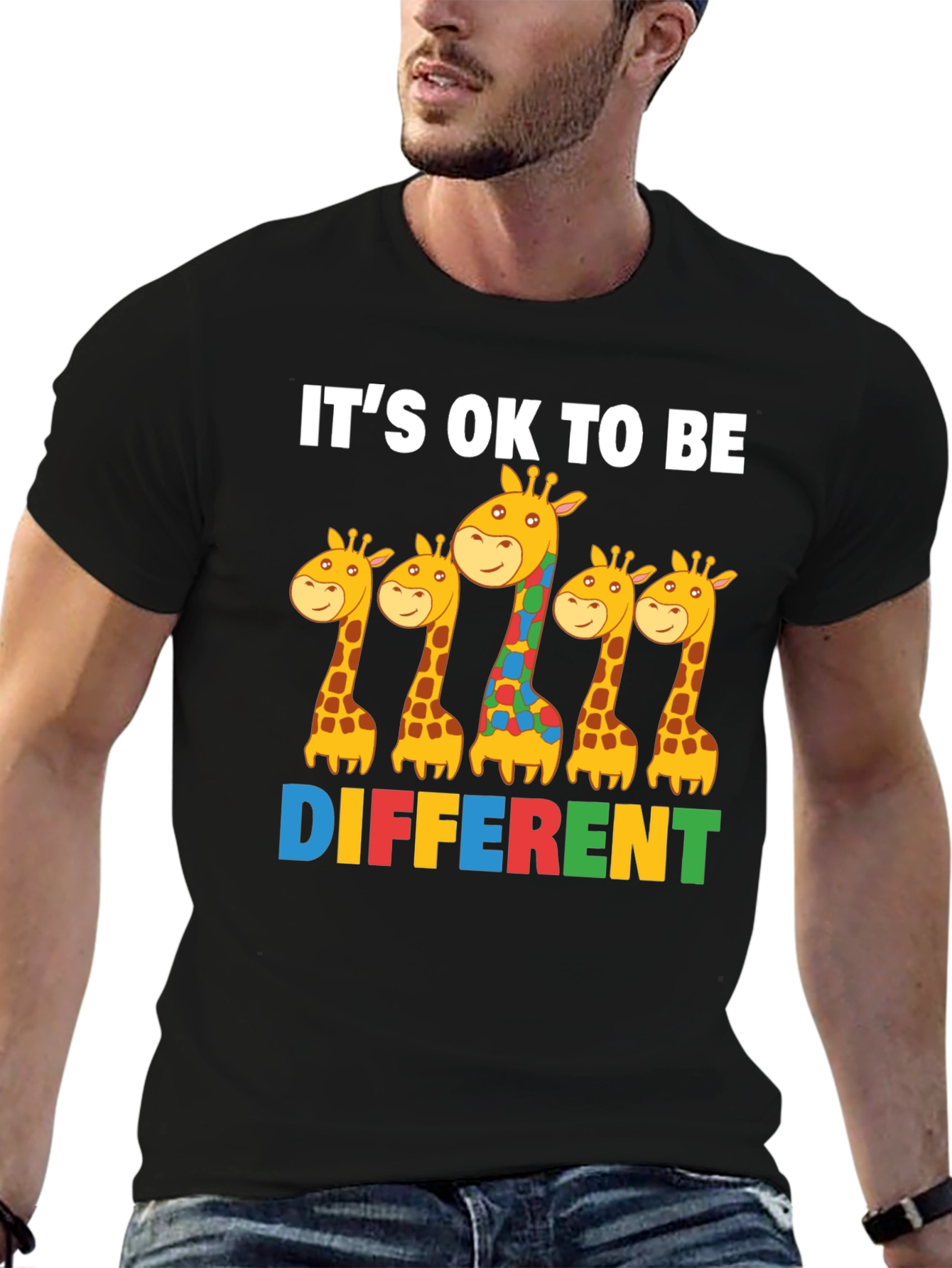 Its Ok to Be Different Giraffe Autism Awareness T-Shirt