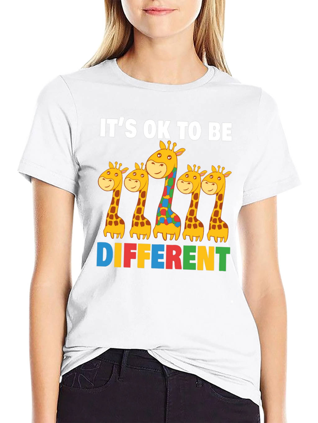 Its Ok to Be Different Giraffe Autism Awareness T-Shirt