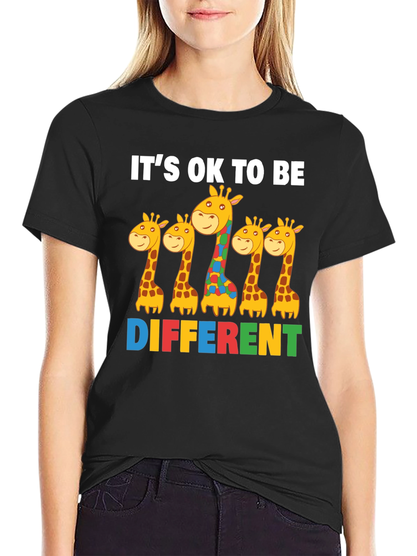 Its Ok to Be Different Giraffe Autism Awareness T-Shirt