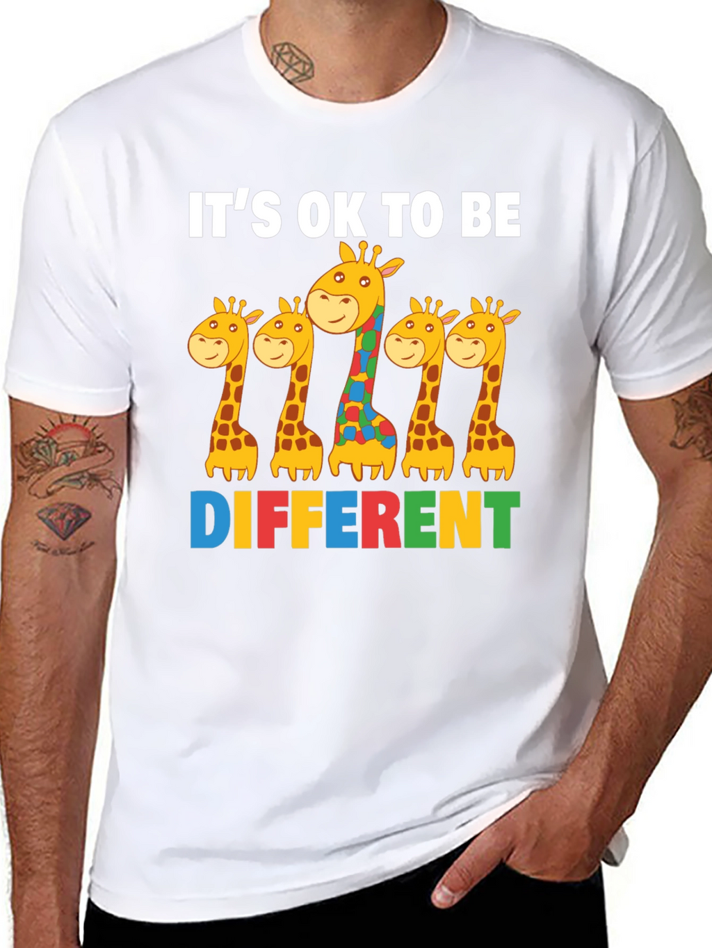 Its Ok to Be Different Giraffe Autism Awareness T-Shirt