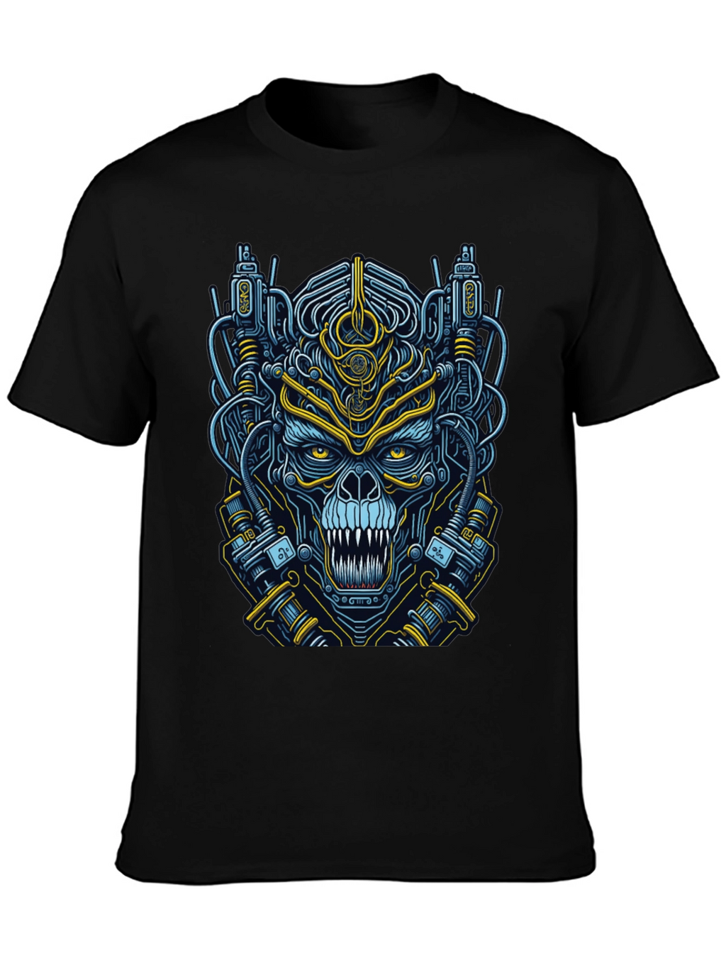 Cyberpunk Skull Graphic T-Shirt - Mens Black Tee