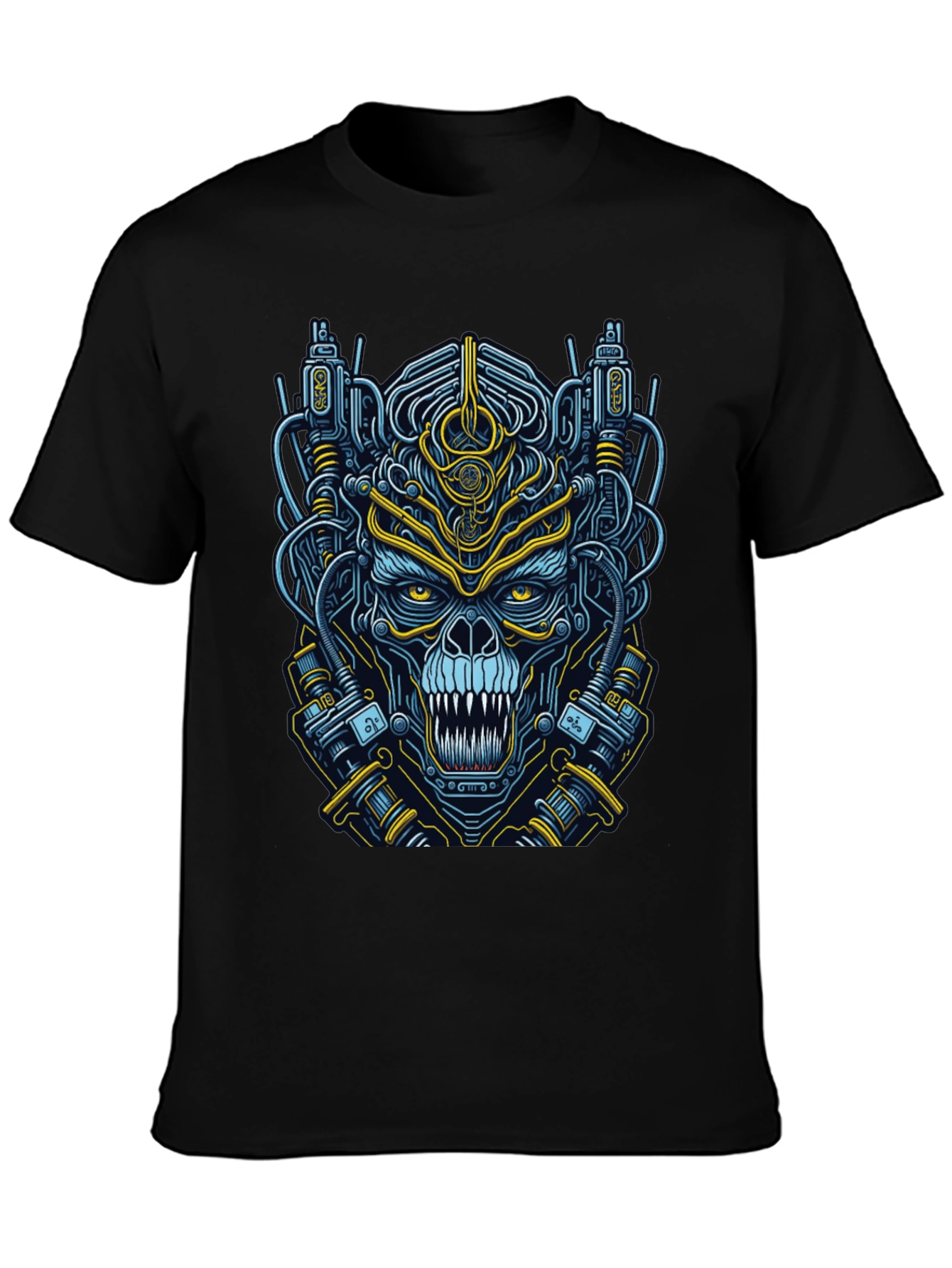Cyberpunk Skull Graphic T-Shirt - Mens Black Tee