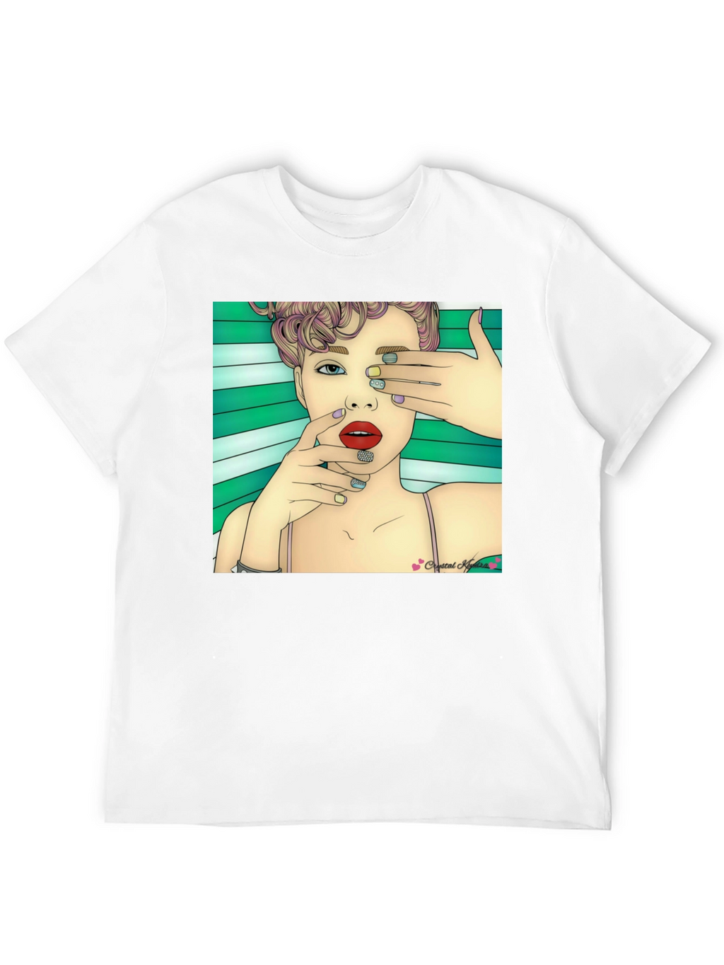 Stylish Black T-Shirt with Artistic Woman Graphic