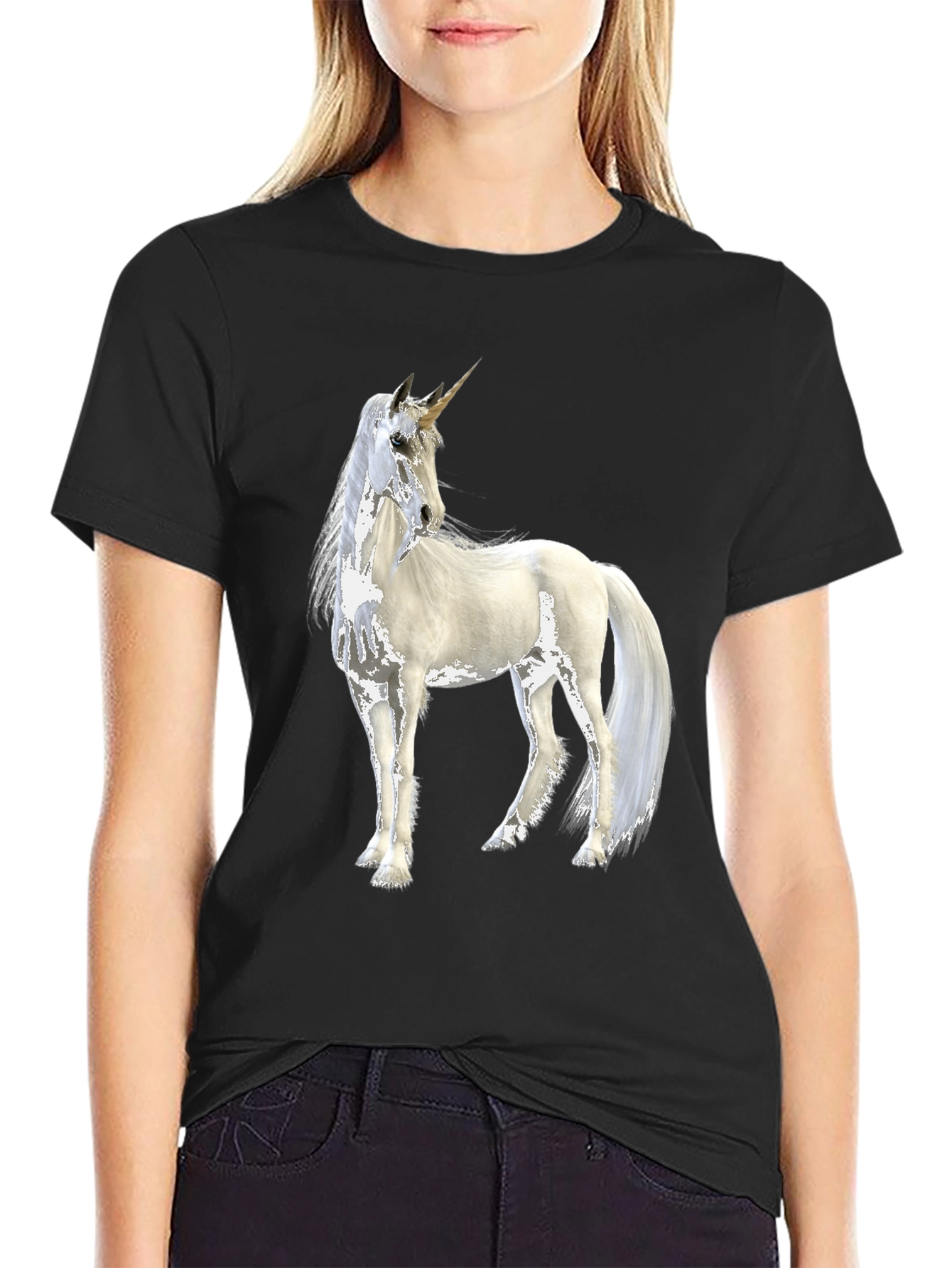 Unicorn Graphic Tee - Black Cotton Comfort