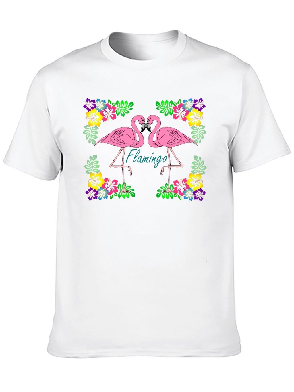 Flamingo Floral Graphic Black T-Shirt