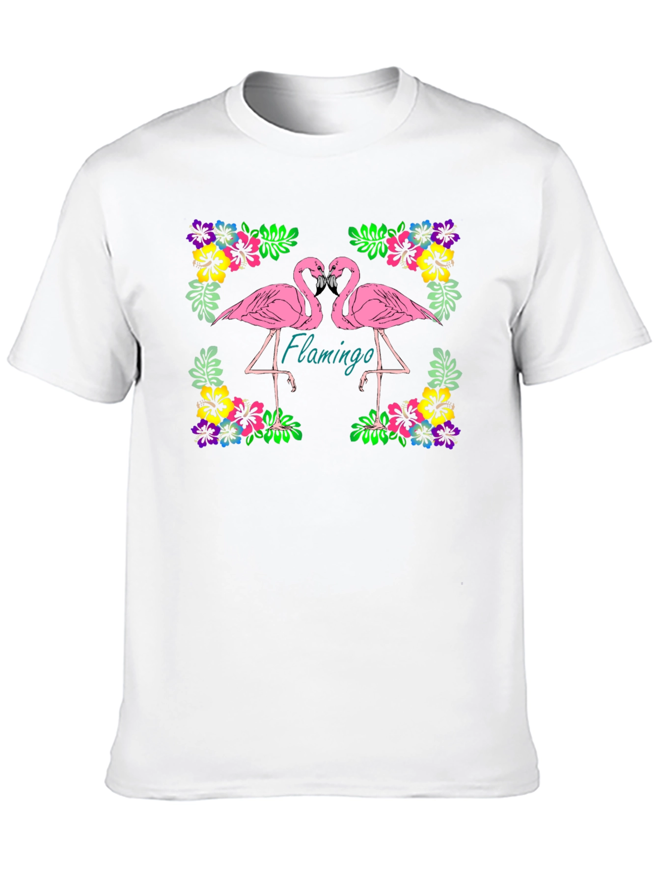 Flamingo Floral Graphic Black T-Shirt