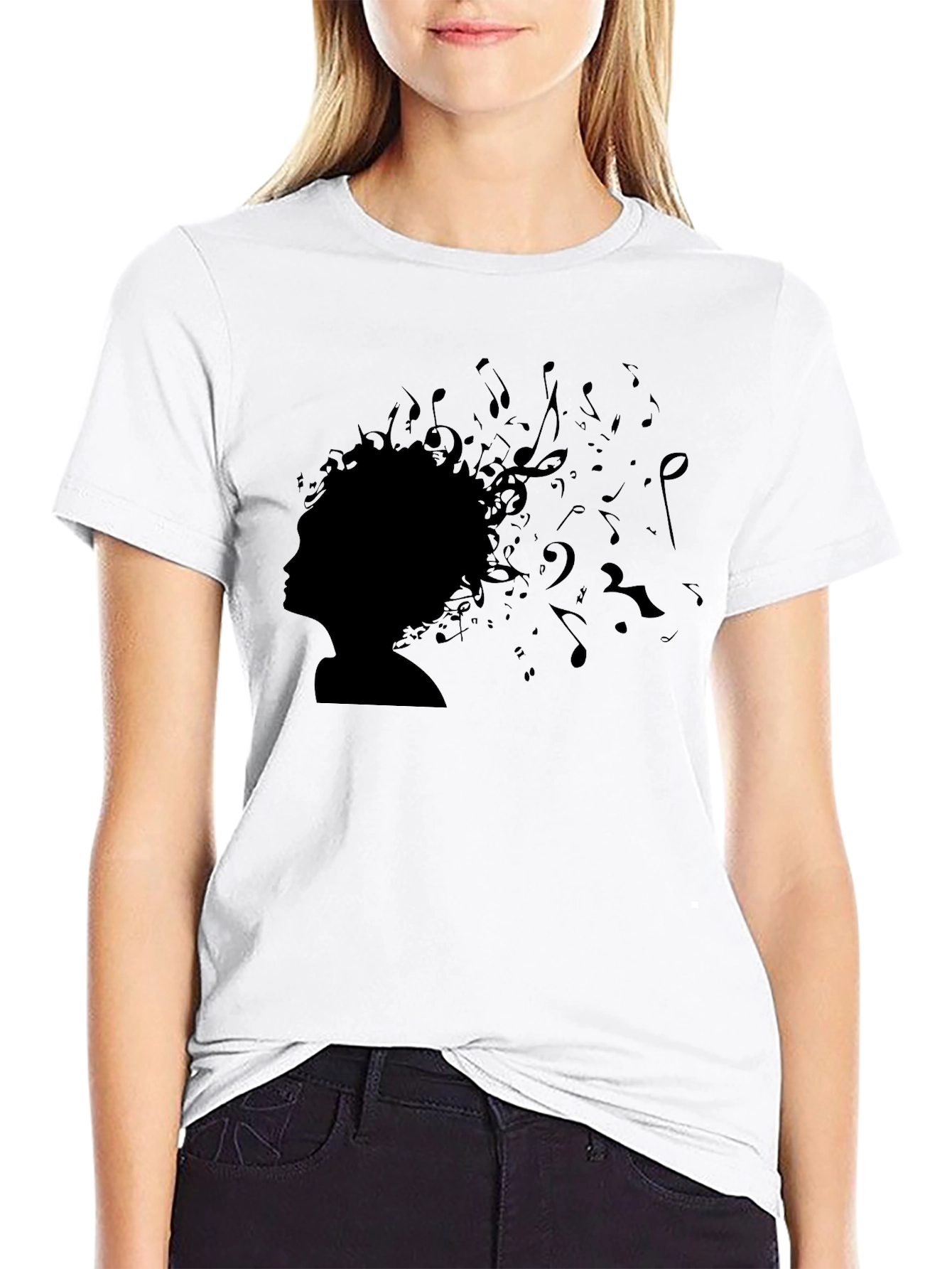 Music Mind Tee - Artistic Afro Silhouette T-Shirt