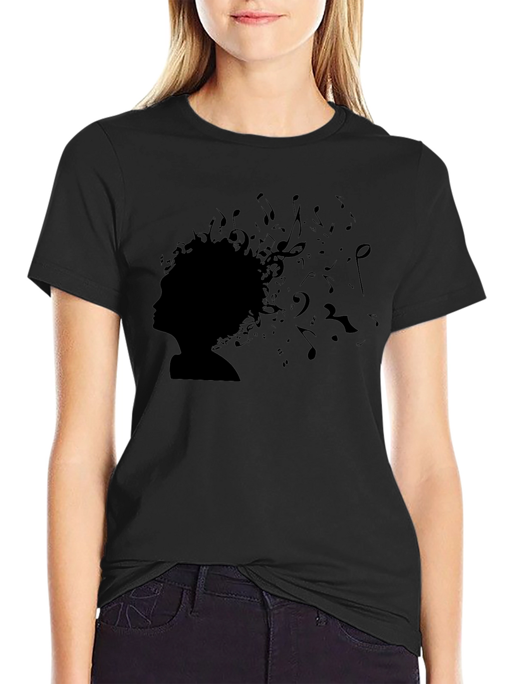Music Mind Tee - Artistic Afro Silhouette T-Shirt