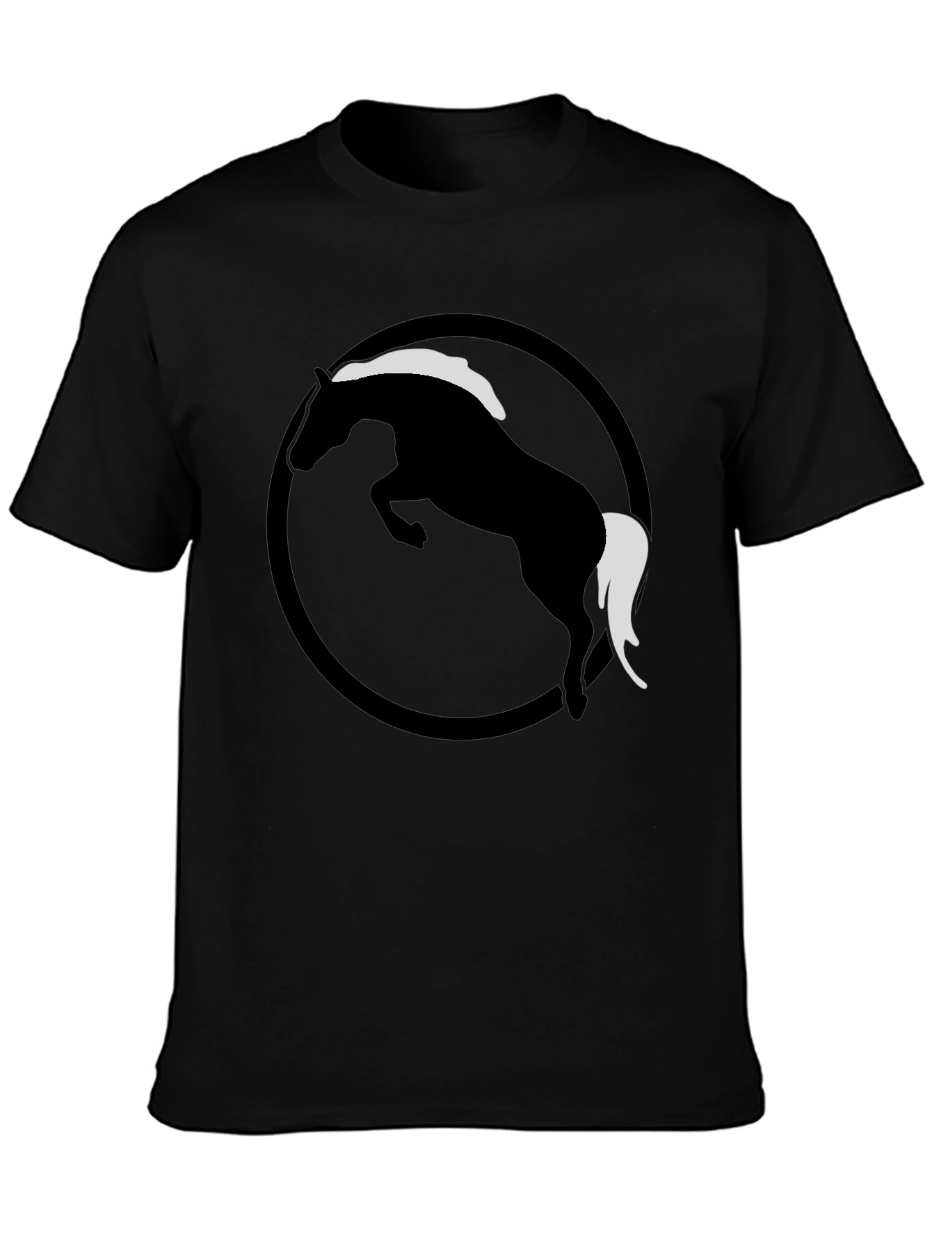 Black Horse Graphic T-Shirt - Stylish Animal Design