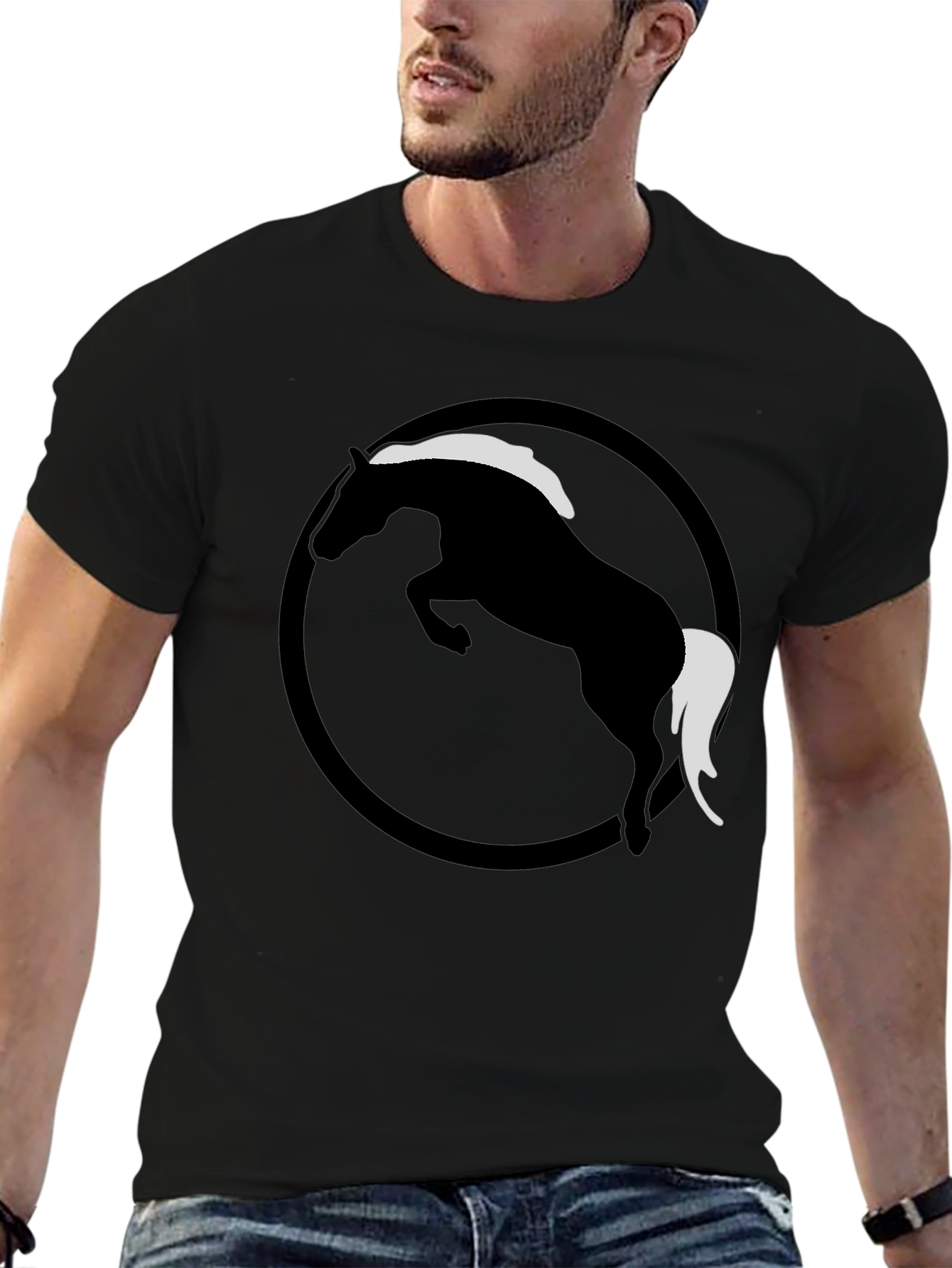 Black Horse Graphic T-Shirt - Stylish Animal Design