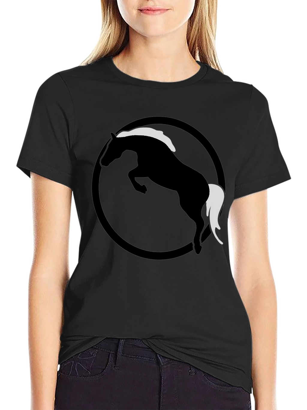 Black Horse Graphic T-Shirt - Stylish Animal Design