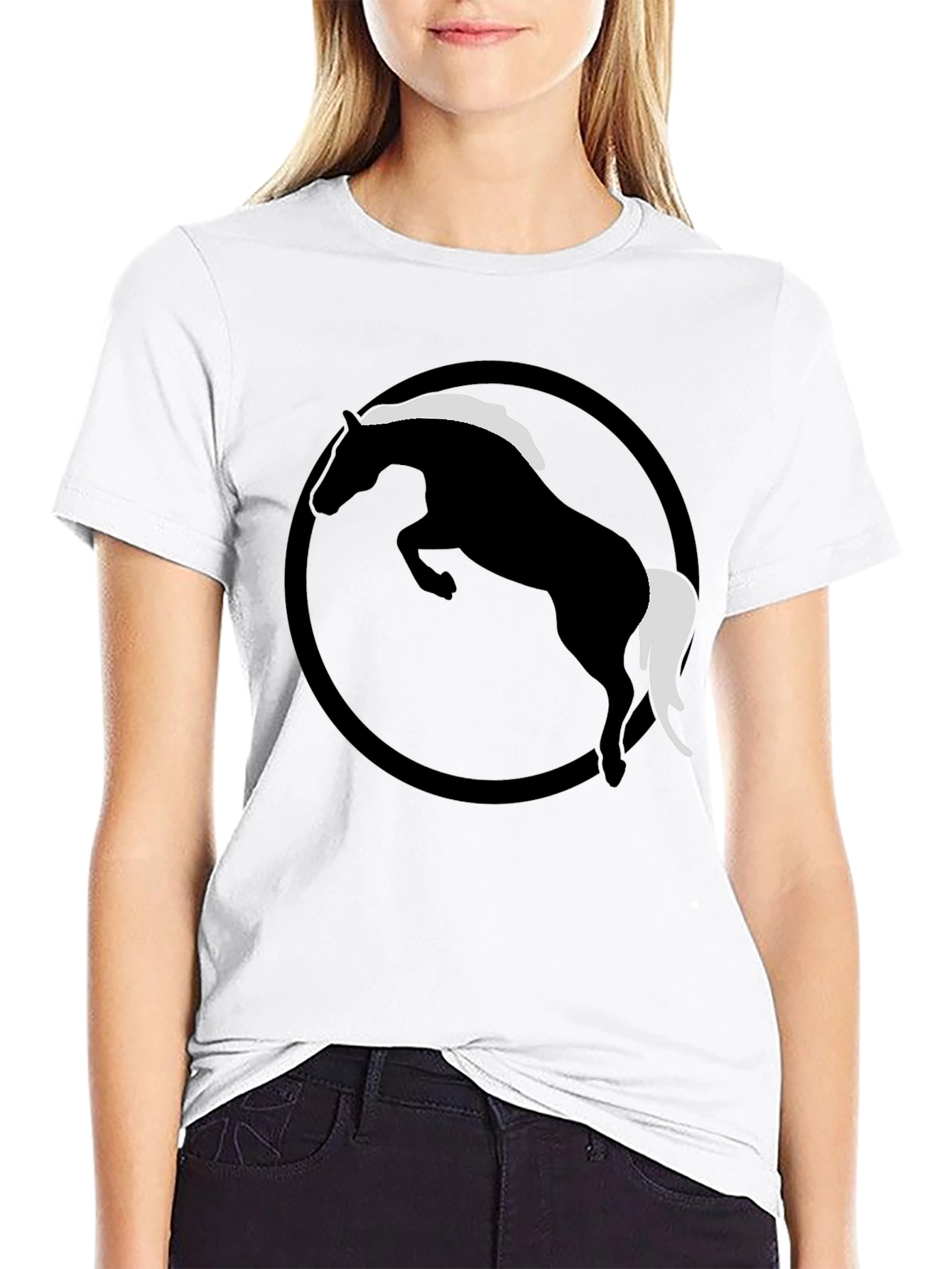 Black Horse Graphic T-Shirt - Stylish Animal Design