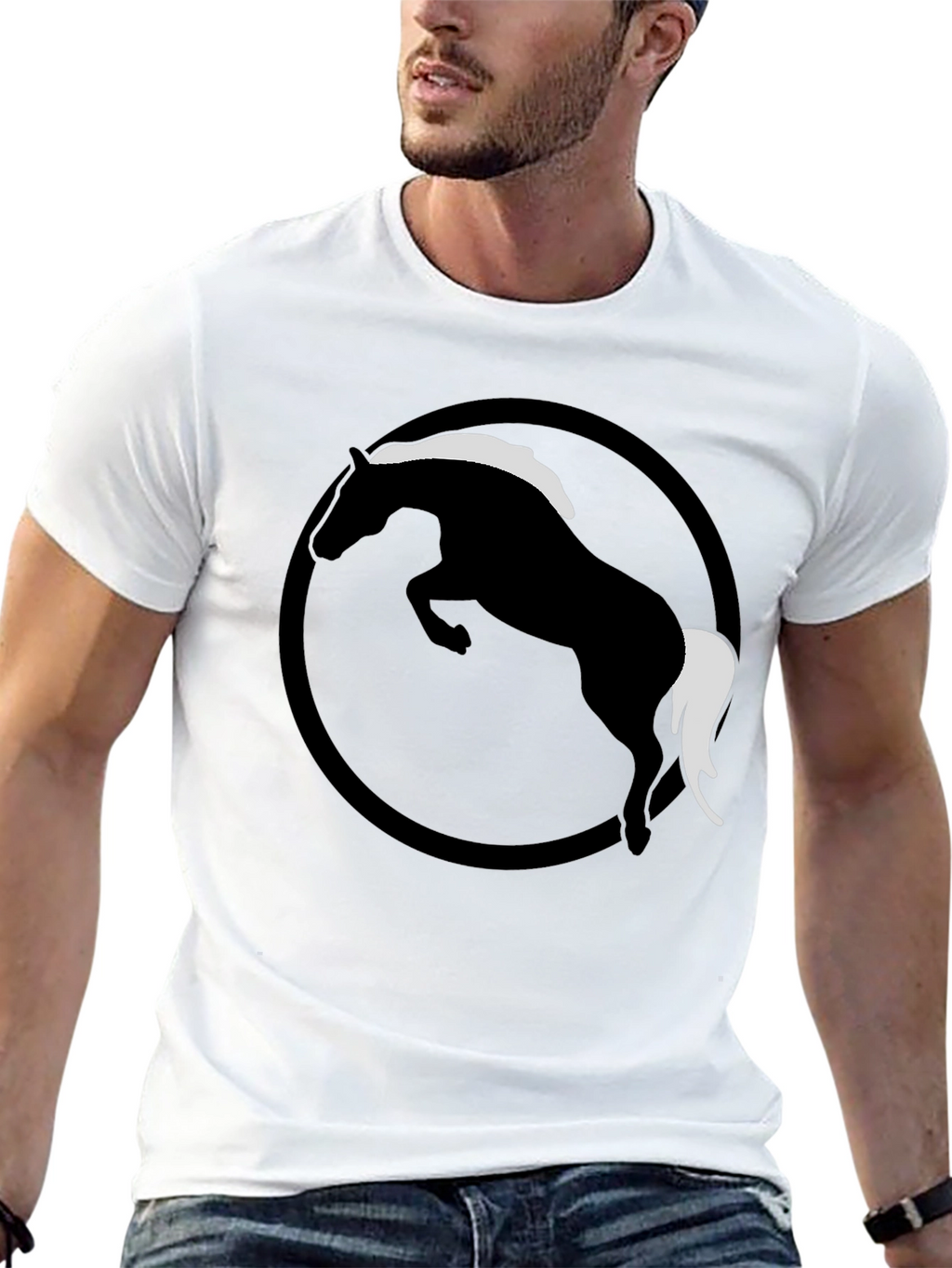 Black Horse Graphic T-Shirt - Stylish Animal Design