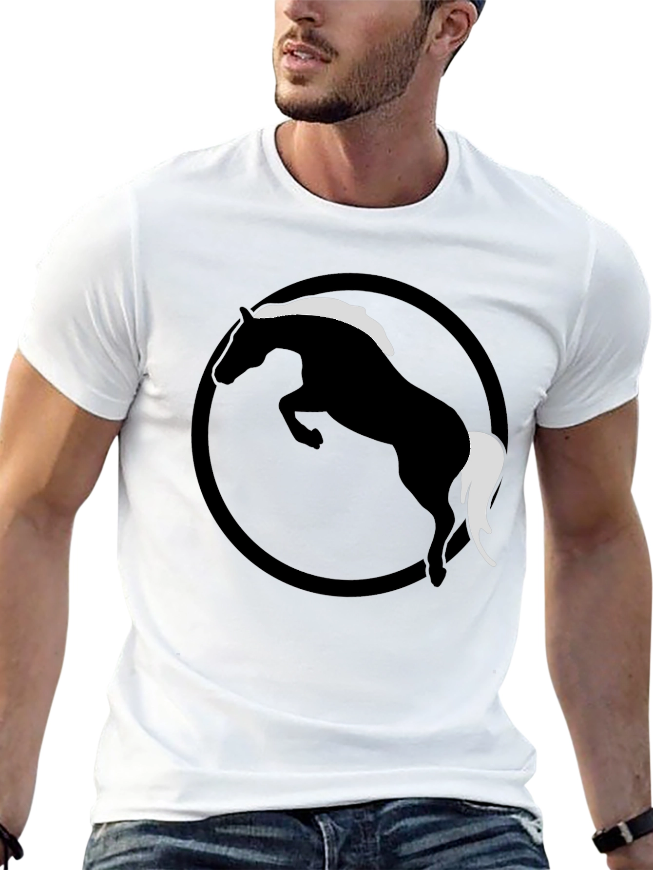 Black Horse Graphic T-Shirt - Stylish Animal Design