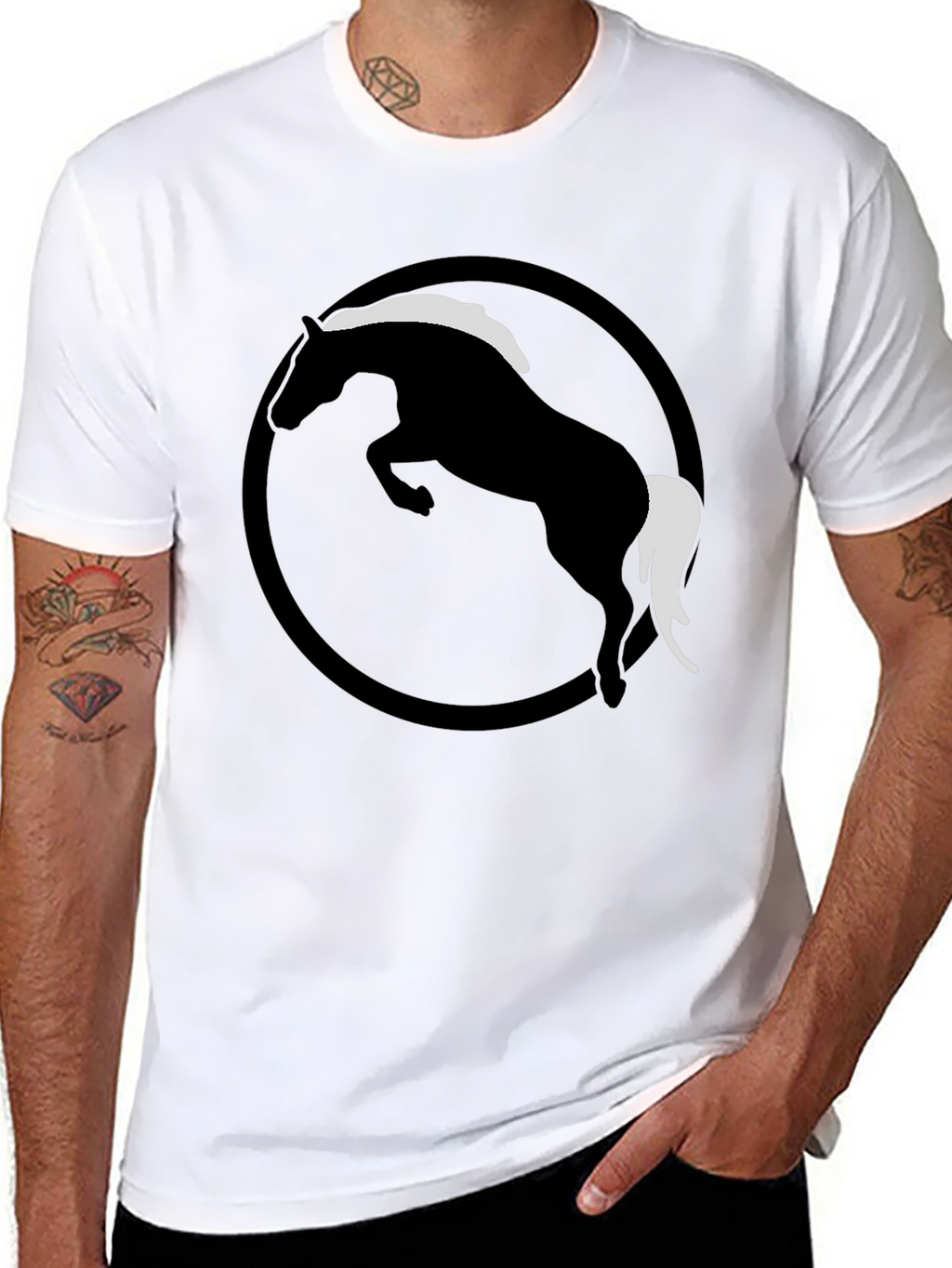 Black Horse Graphic T-Shirt - Stylish Animal Design