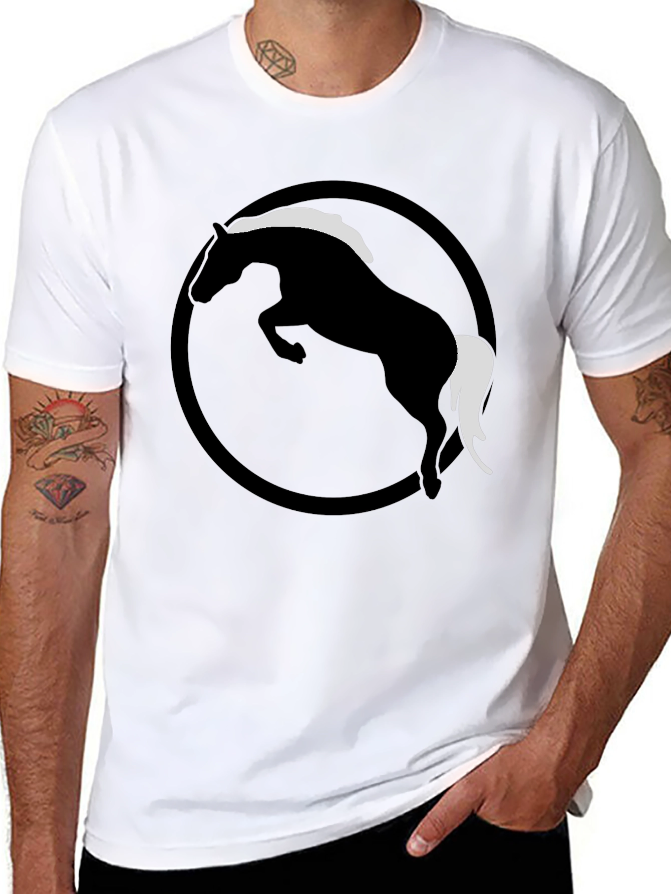 Black Horse Graphic T-Shirt - Stylish Animal Design