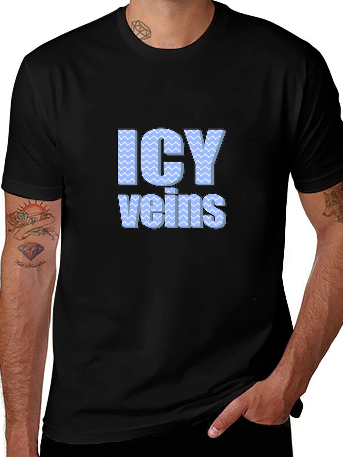 Icy Veins Graphic Print Black T-Shirt