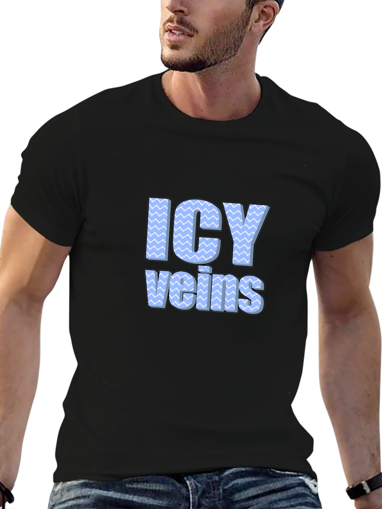 Icy Veins Graphic Print Black T-Shirt
