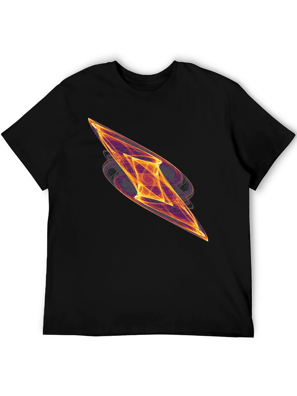 Abstract Fire Diamond Graphic Tee - Black Cotton T-Shirt
