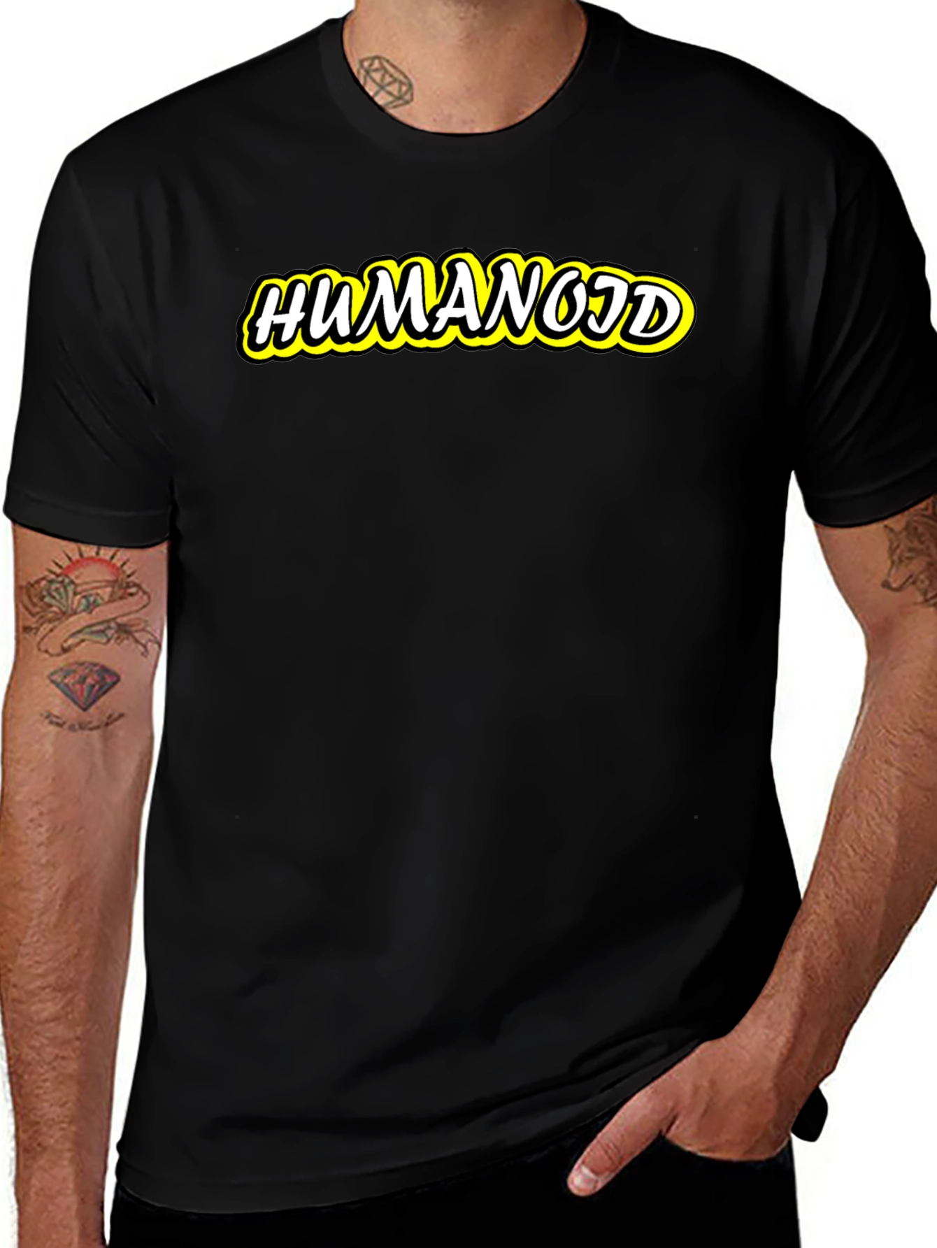 Humanoid Graphic Tee - Cool Black Cotton T-Shirt