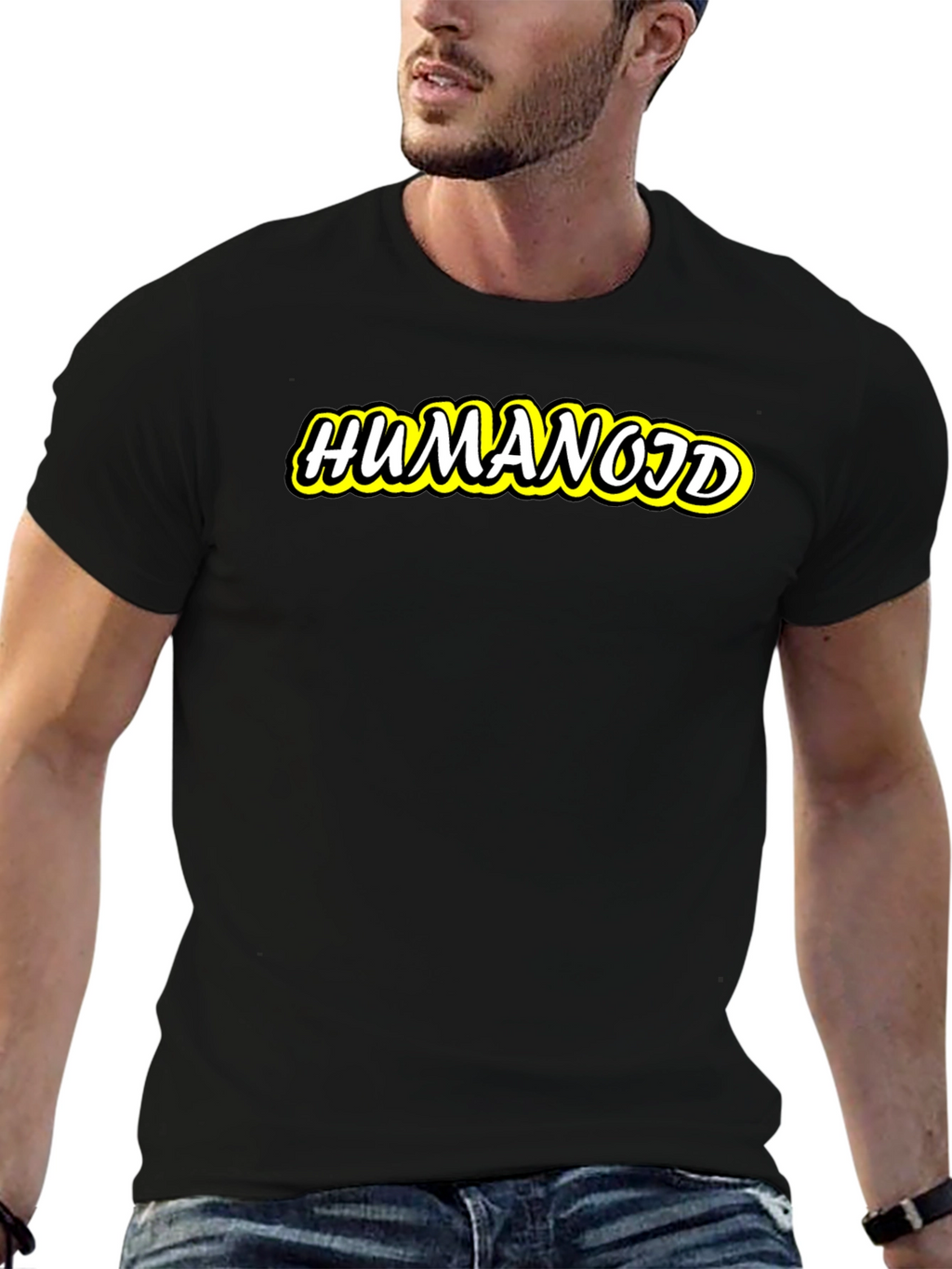 Humanoid Graphic Tee - Cool Black Cotton T-Shirt