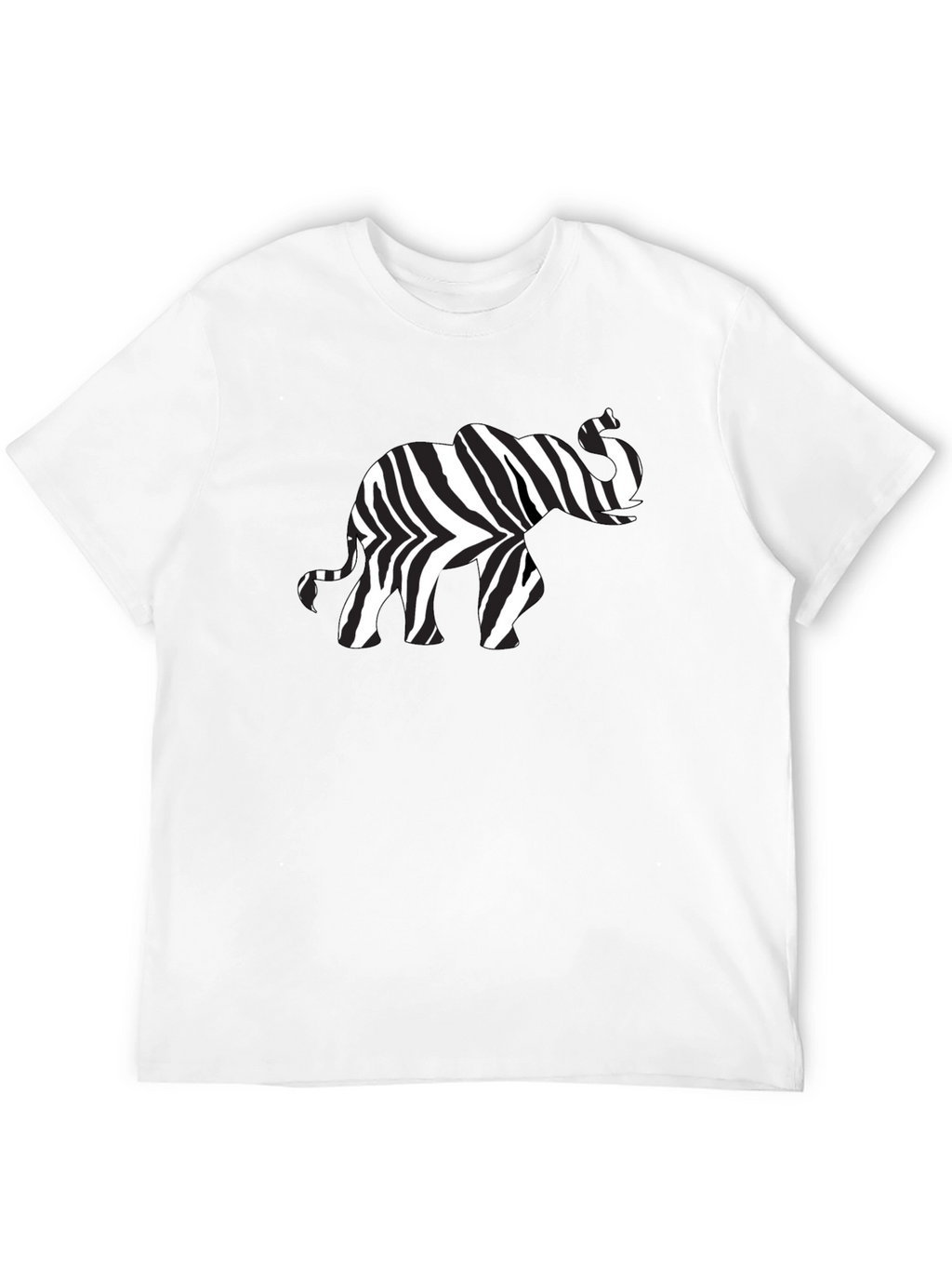 Zebra Elephant Print Black T-Shirt