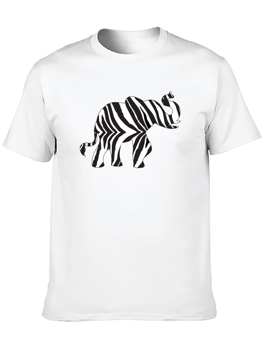 Zebra Elephant Print Black T-Shirt