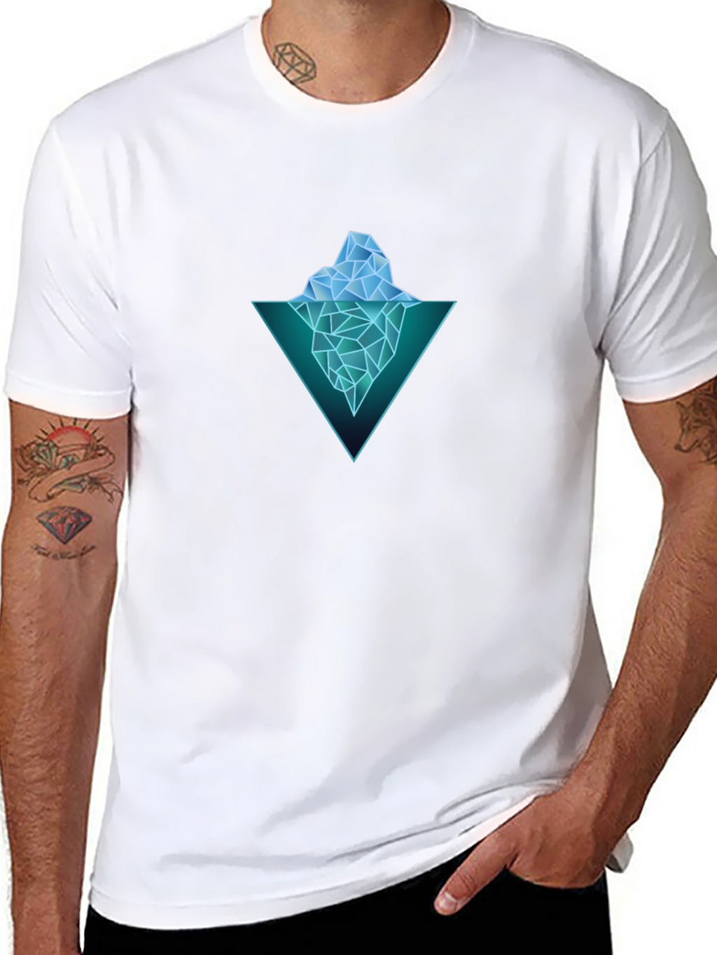 Geometric Iceberg Graphic Black T-Shirt