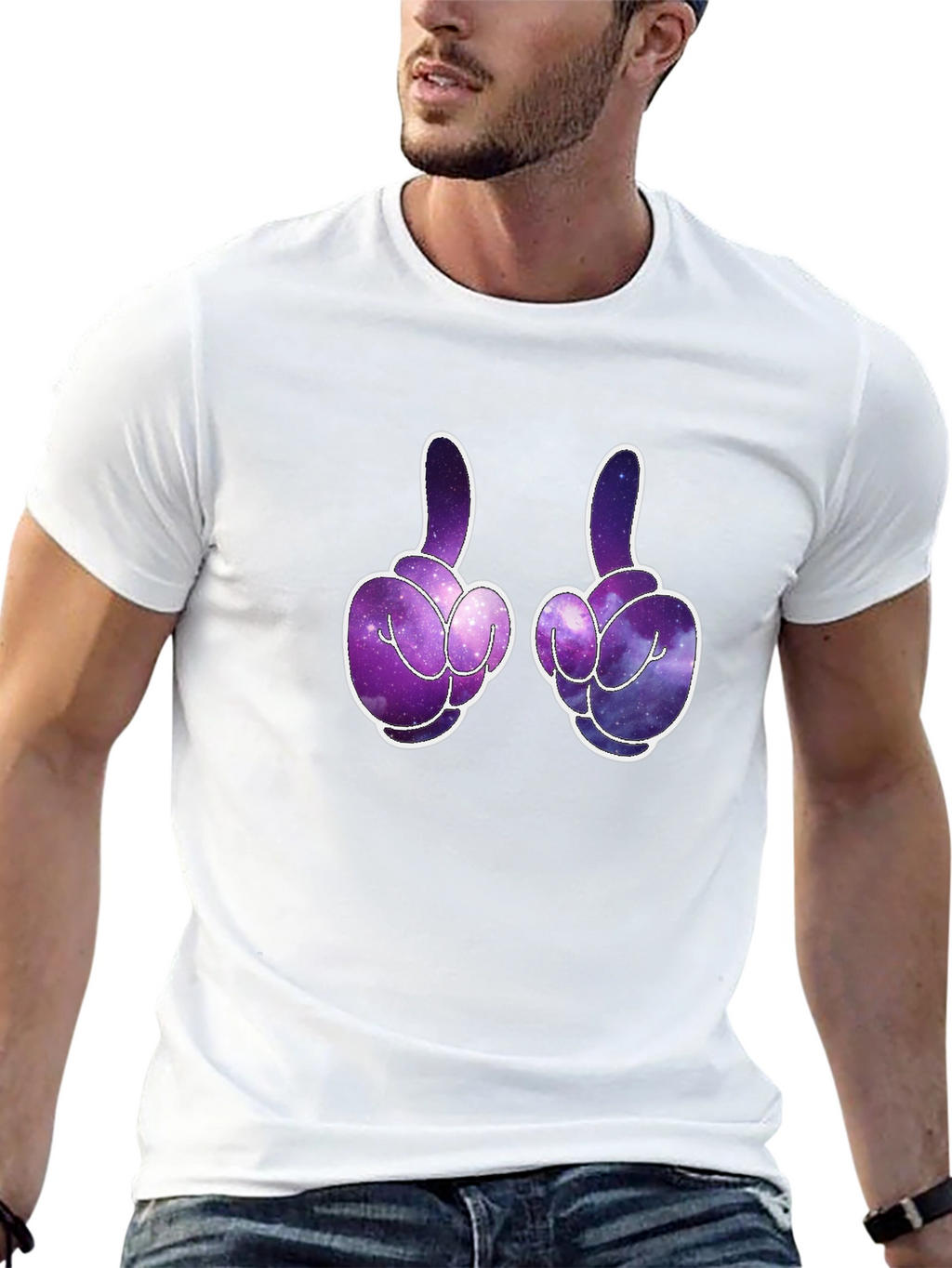 Galaxy Fingers Graphic T-Shirt - Black