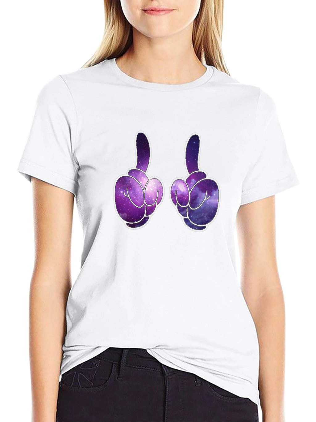 Galaxy Fingers Graphic T-Shirt - Black
