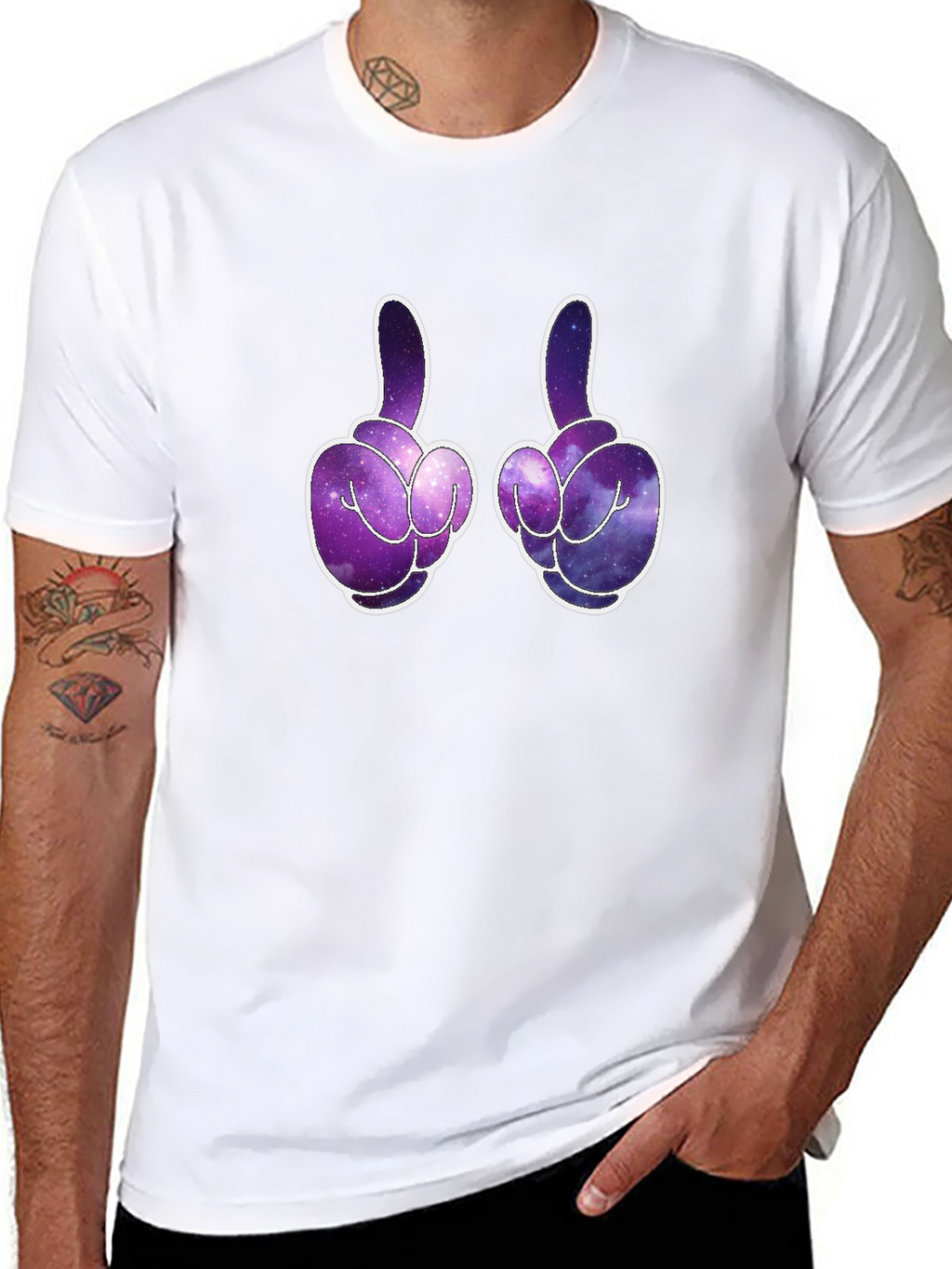Galaxy Fingers Graphic T-Shirt - Black