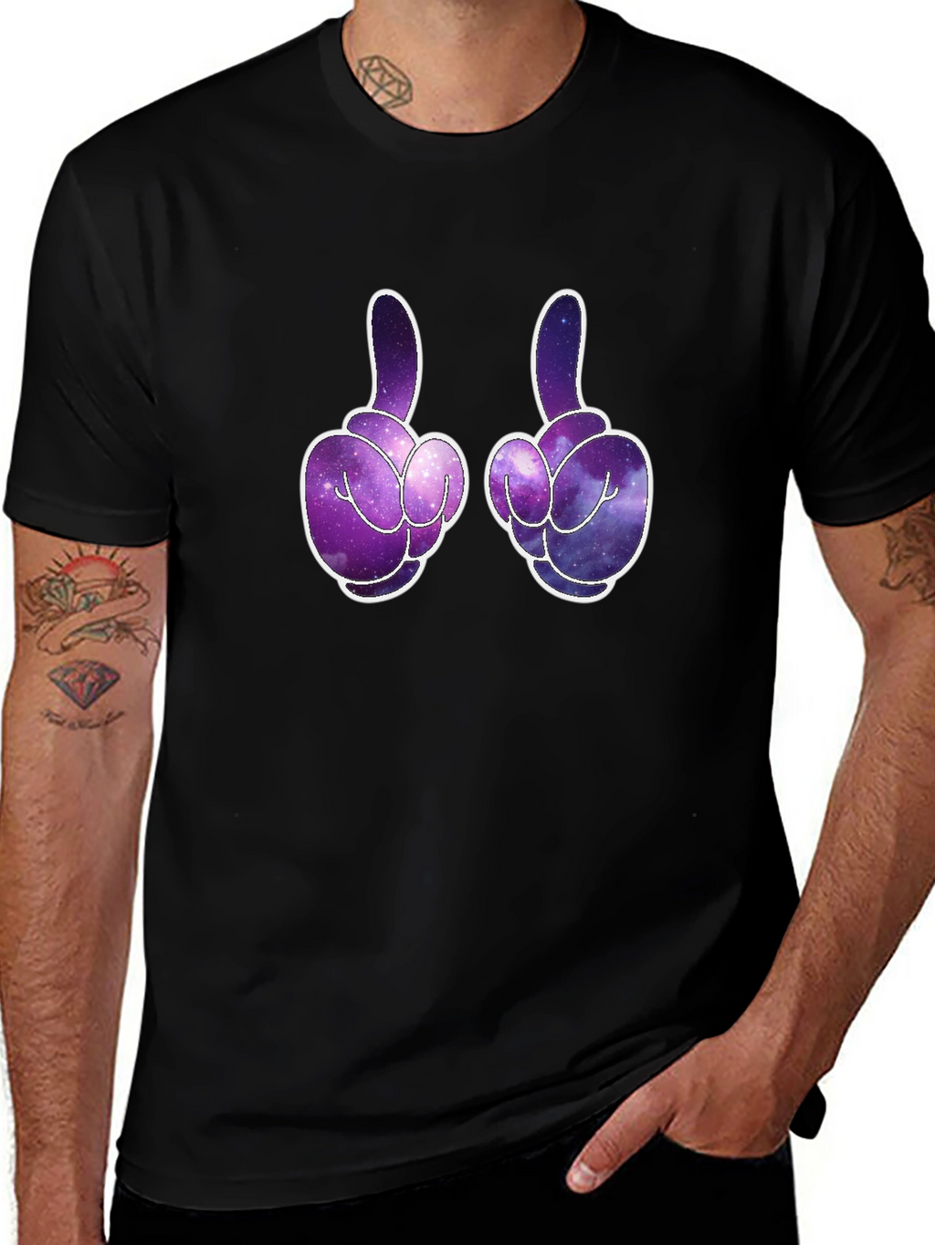 Galaxy Fingers Graphic T-Shirt - Black