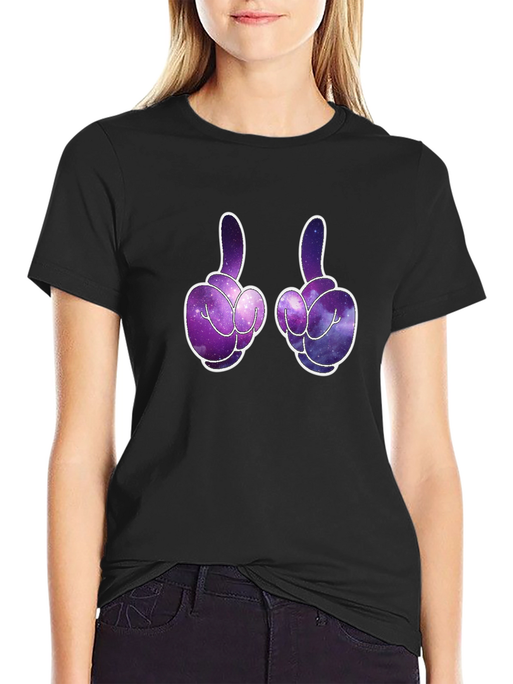 Galaxy Fingers Graphic T-Shirt - Black