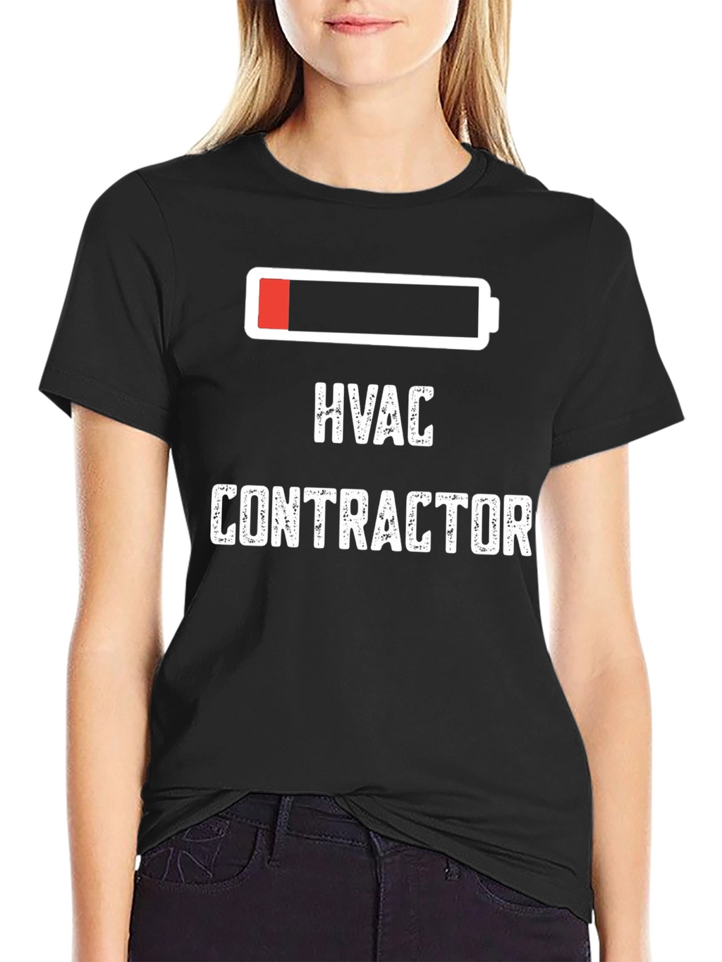 HVAC Contractor Low Battery Black T-Shirt
