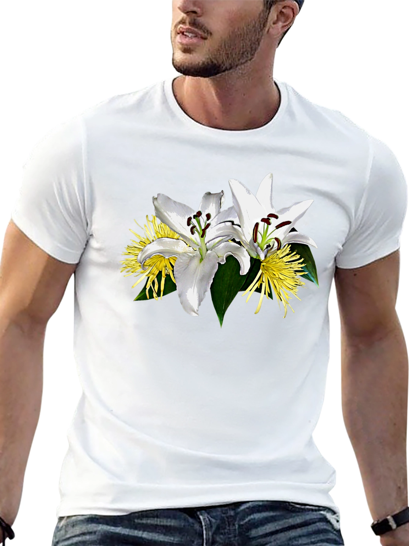 Floral Lily Graphic Black T-Shirt