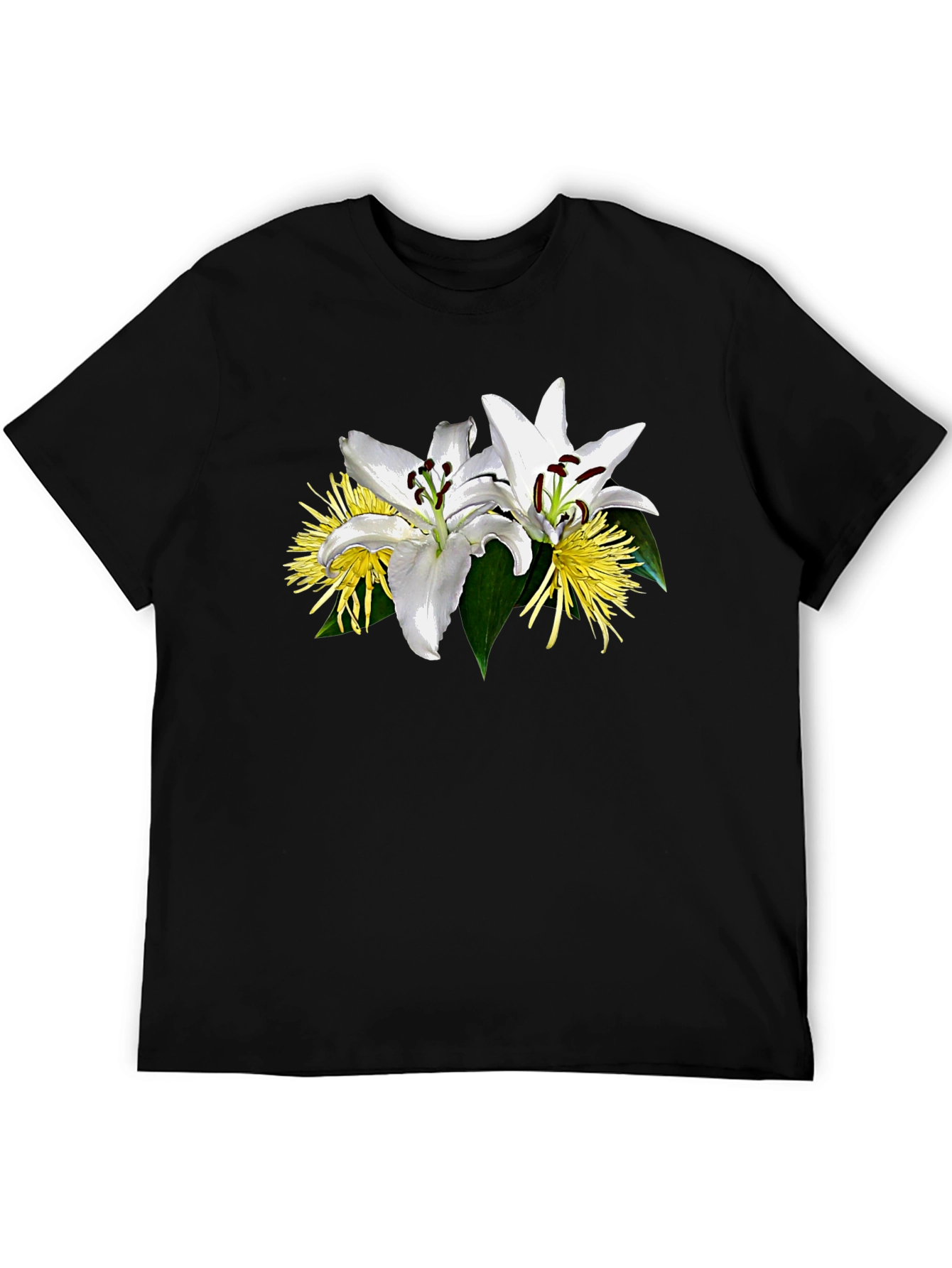 Floral Lily Graphic Black T-Shirt