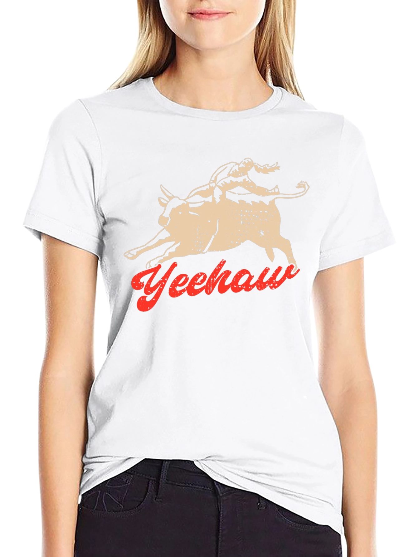 Yeehaw Bull Rider Graphic Tee - Black