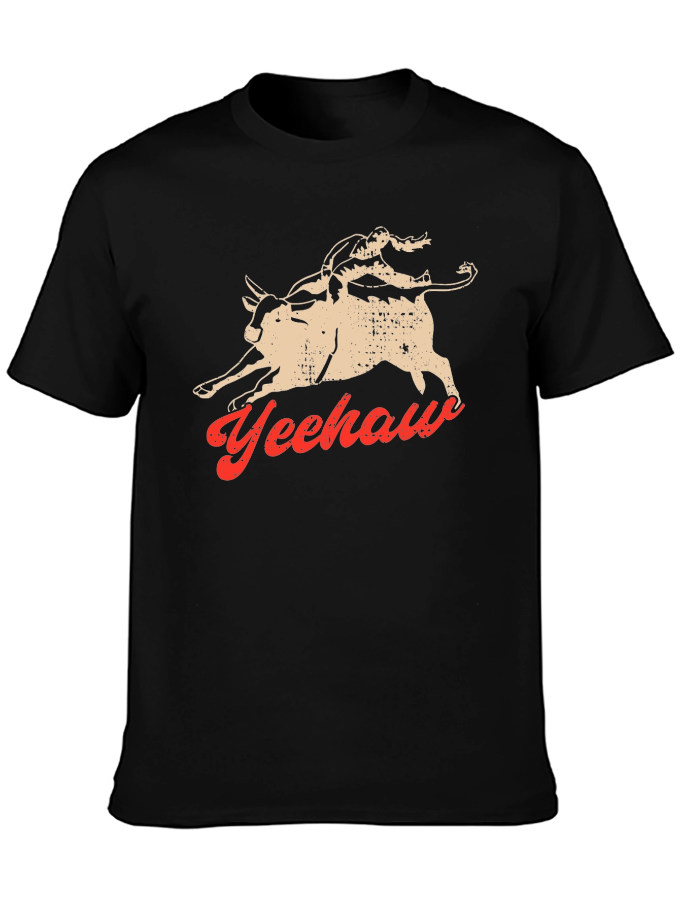Yeehaw Bull Rider Graphic Tee - Black