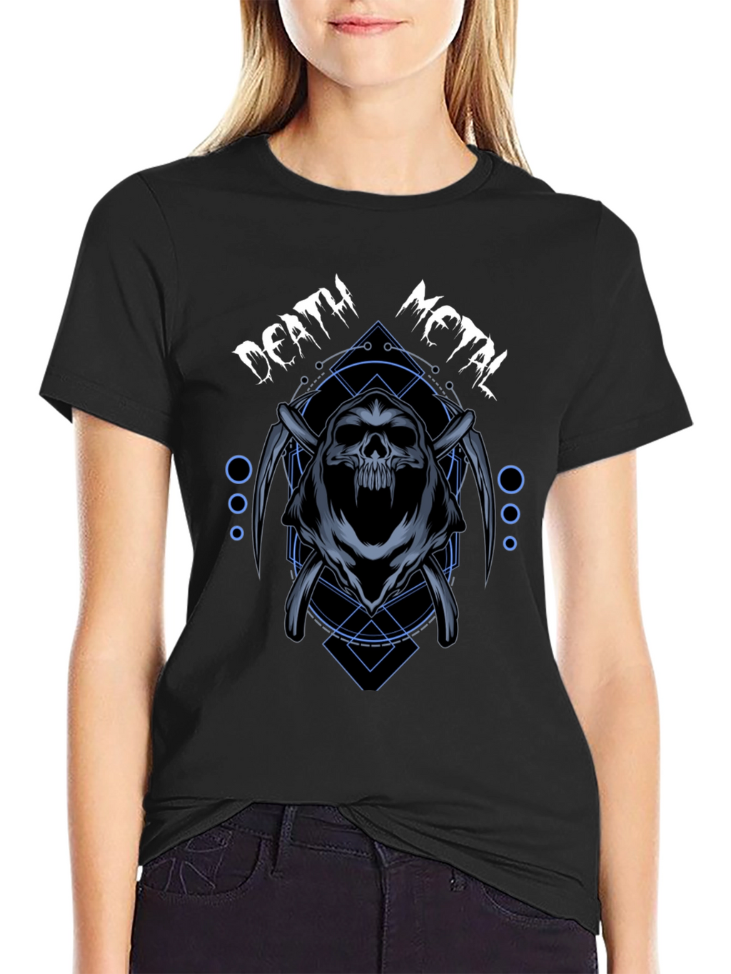 Death Metal Graphic T-Shirt - Grim Reaper Design