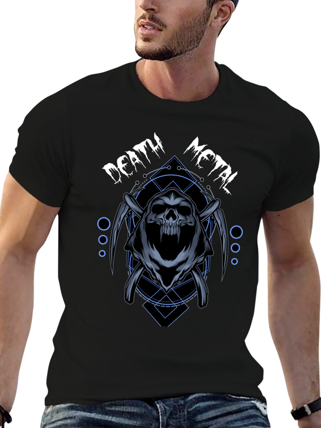 Death Metal Graphic T-Shirt - Grim Reaper Design