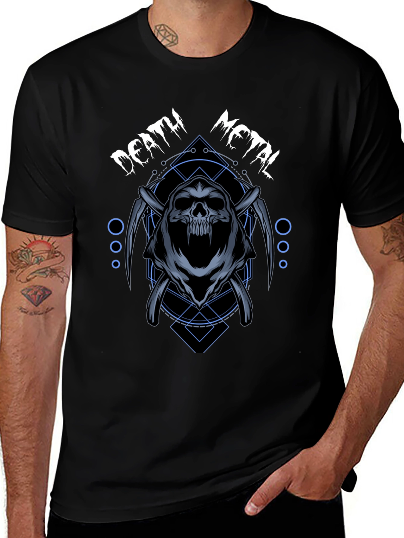 Death Metal Graphic T-Shirt - Grim Reaper Design