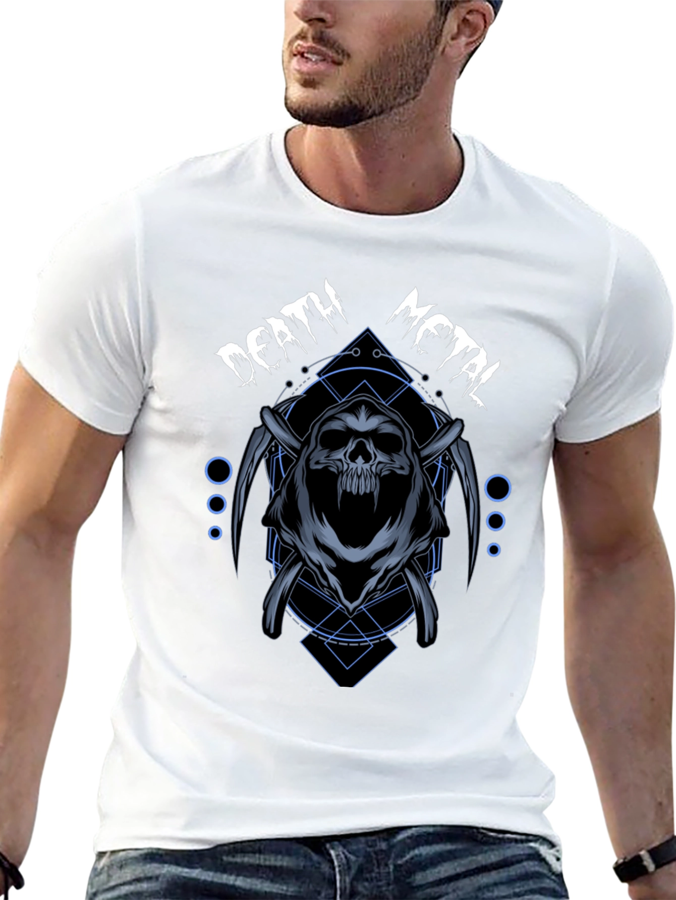 Death Metal Graphic T-Shirt - Grim Reaper Design