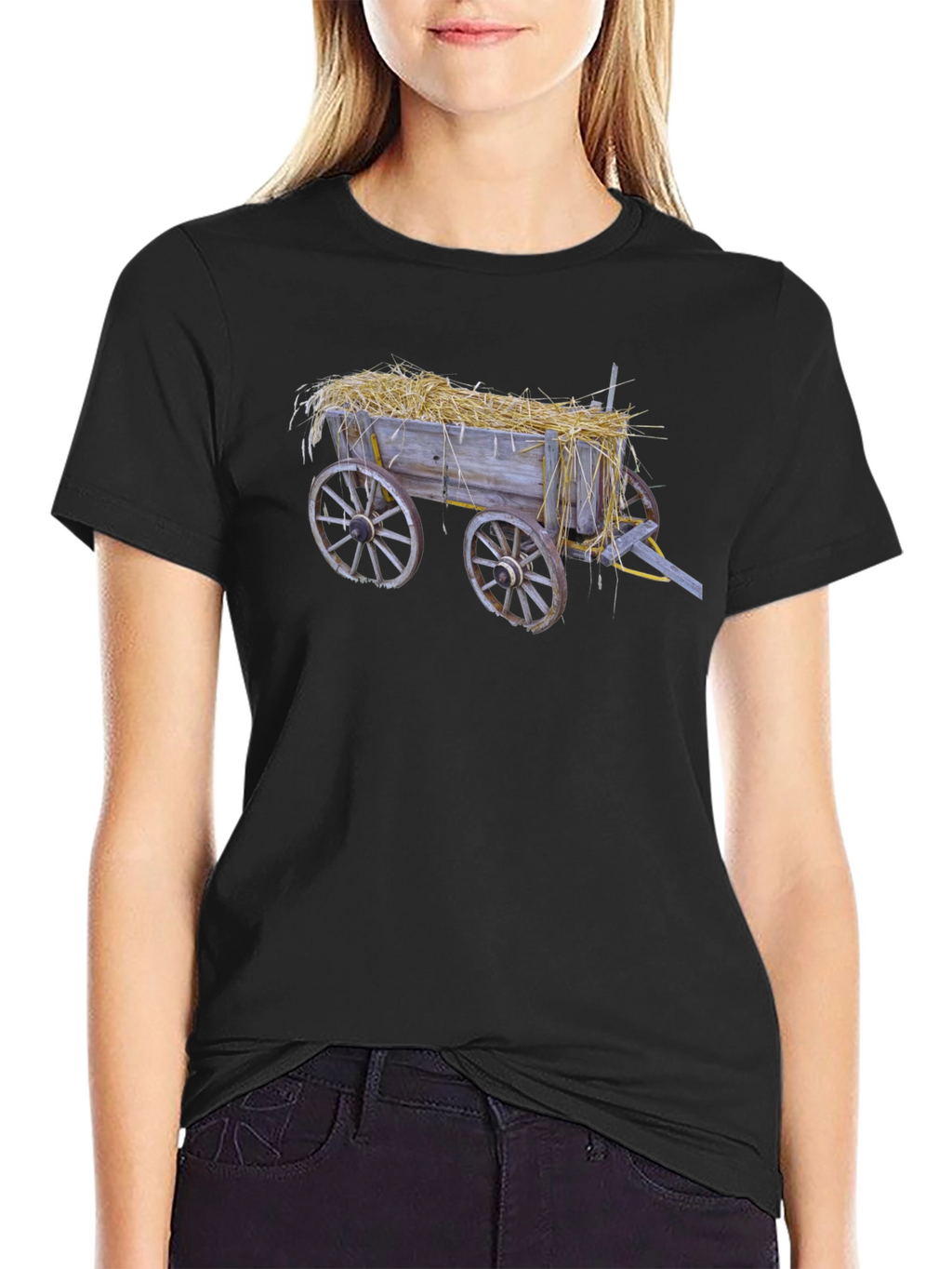 Hay Cart Graphic Tee - Black Cotton T-Shirt