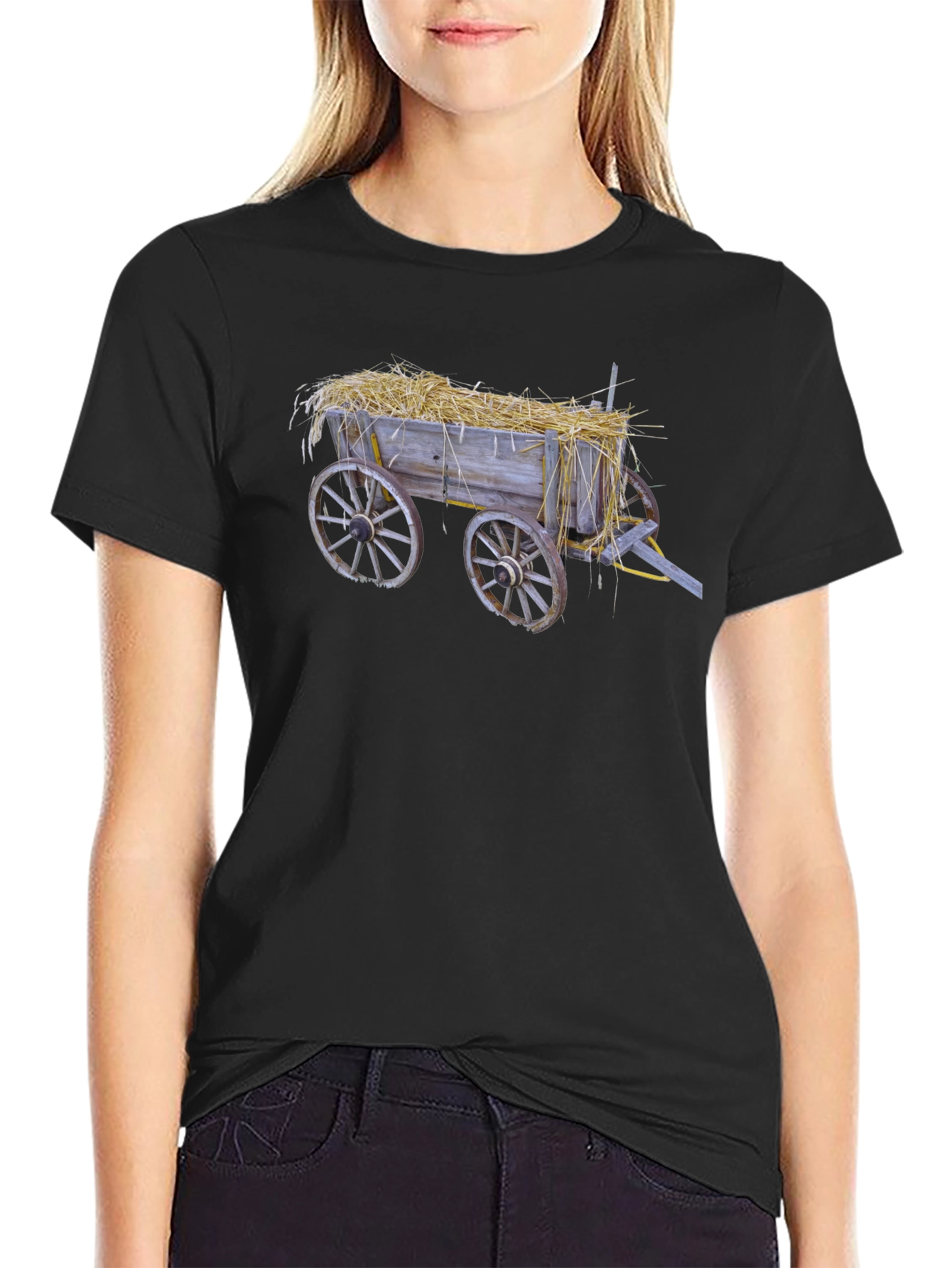 Hay Cart Graphic Tee - Black Cotton T-Shirt