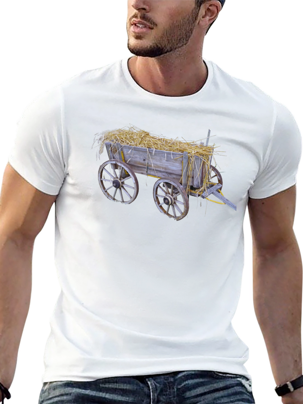 Hay Cart Graphic Tee - Black Cotton T-Shirt