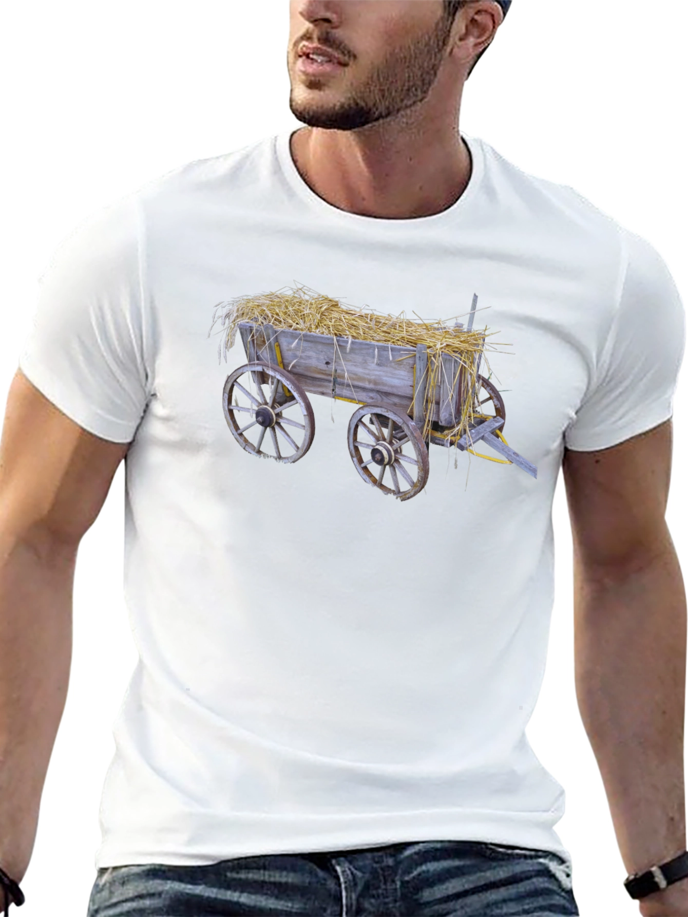 Hay Cart Graphic Tee - Black Cotton T-Shirt