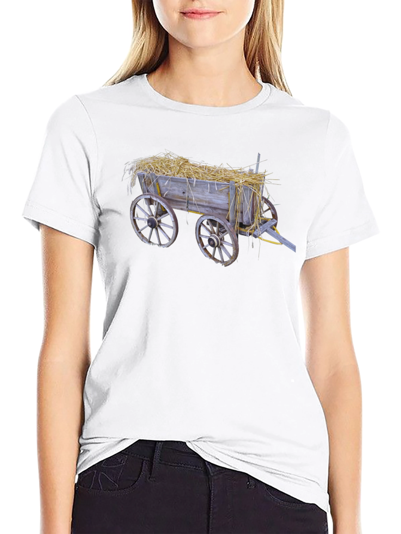 Hay Cart Graphic Tee - Black Cotton T-Shirt