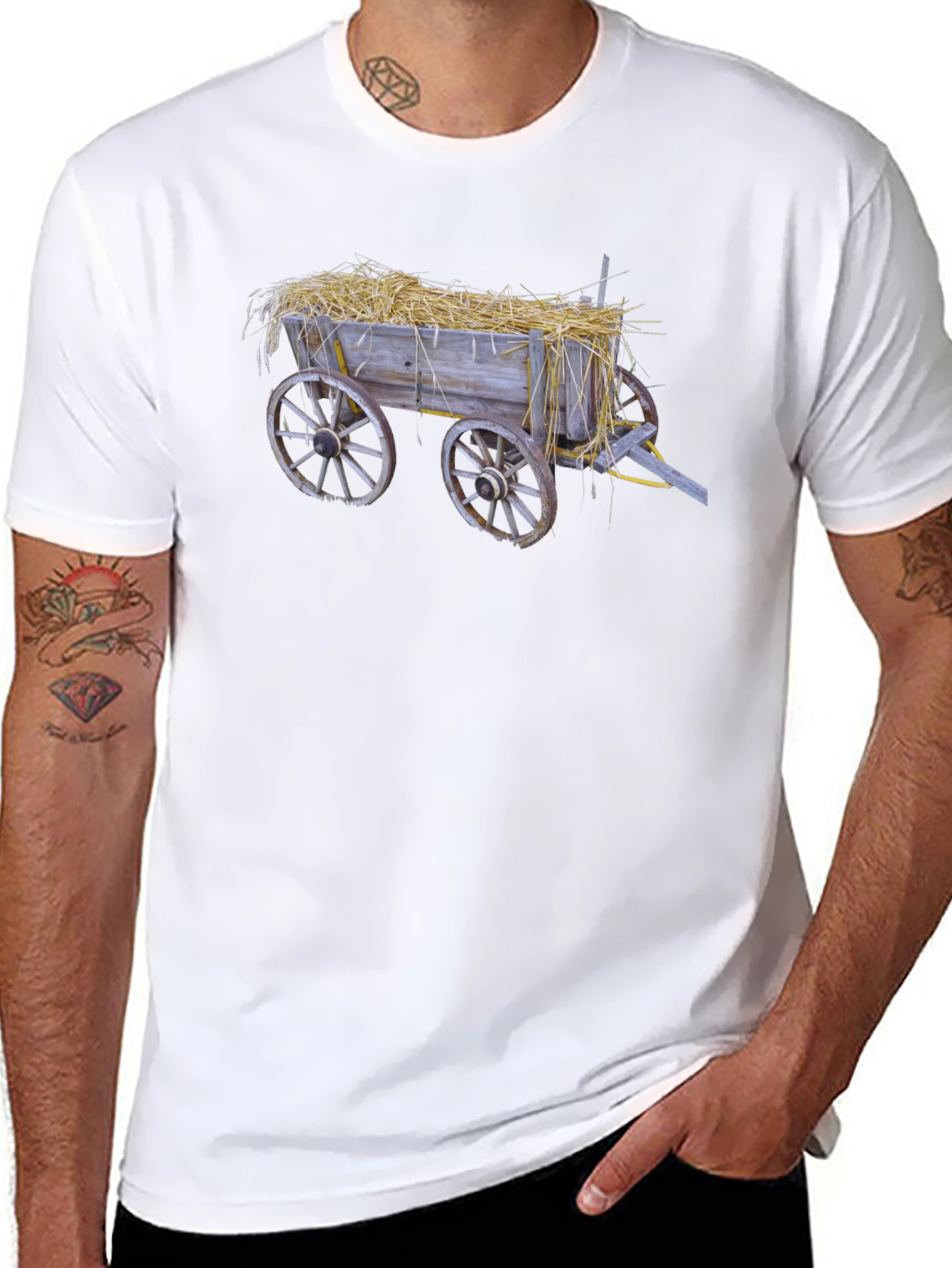 Hay Cart Graphic Tee - Black Cotton T-Shirt